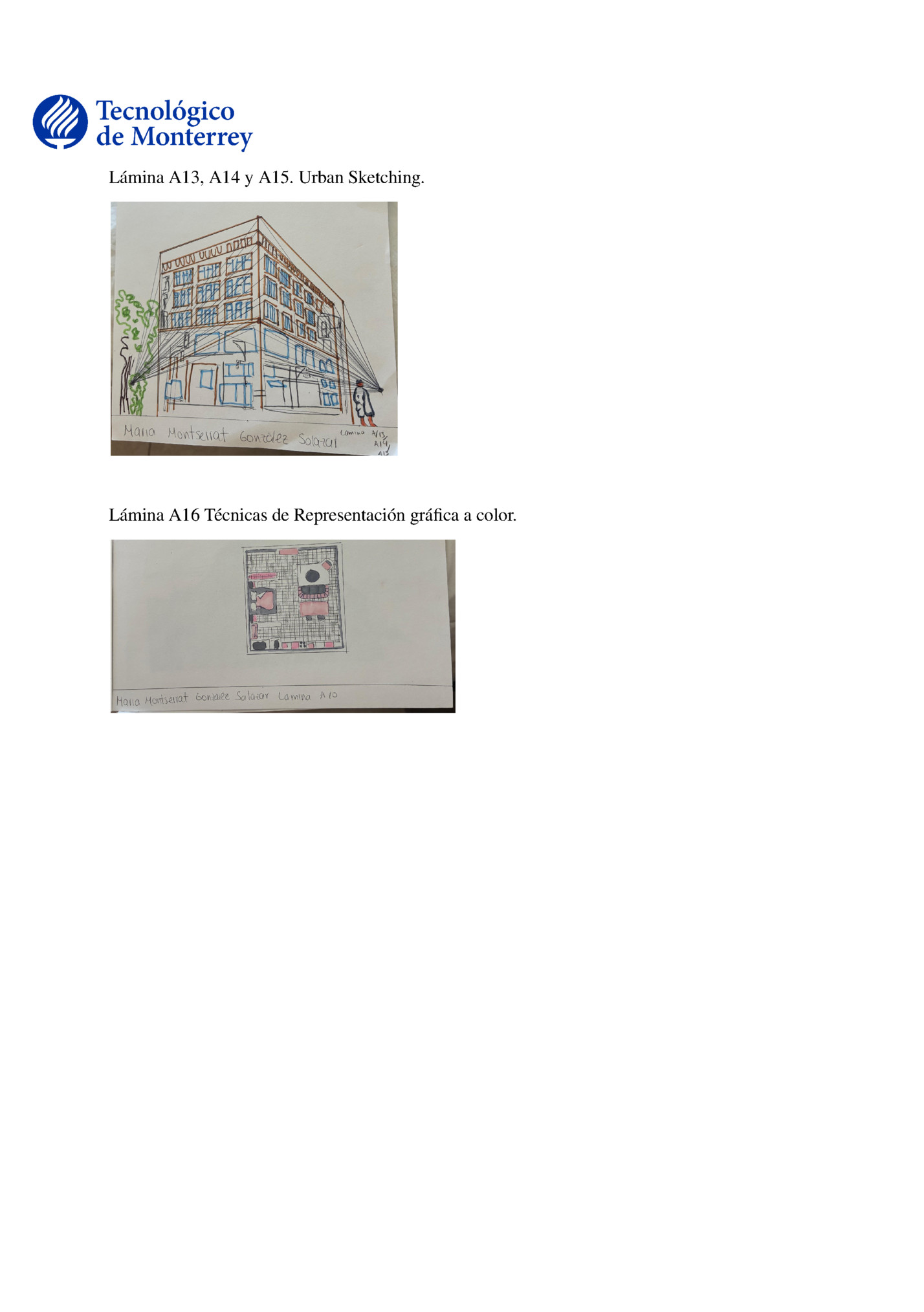 Lámina A13, A14 y A15. Urban Sketching.