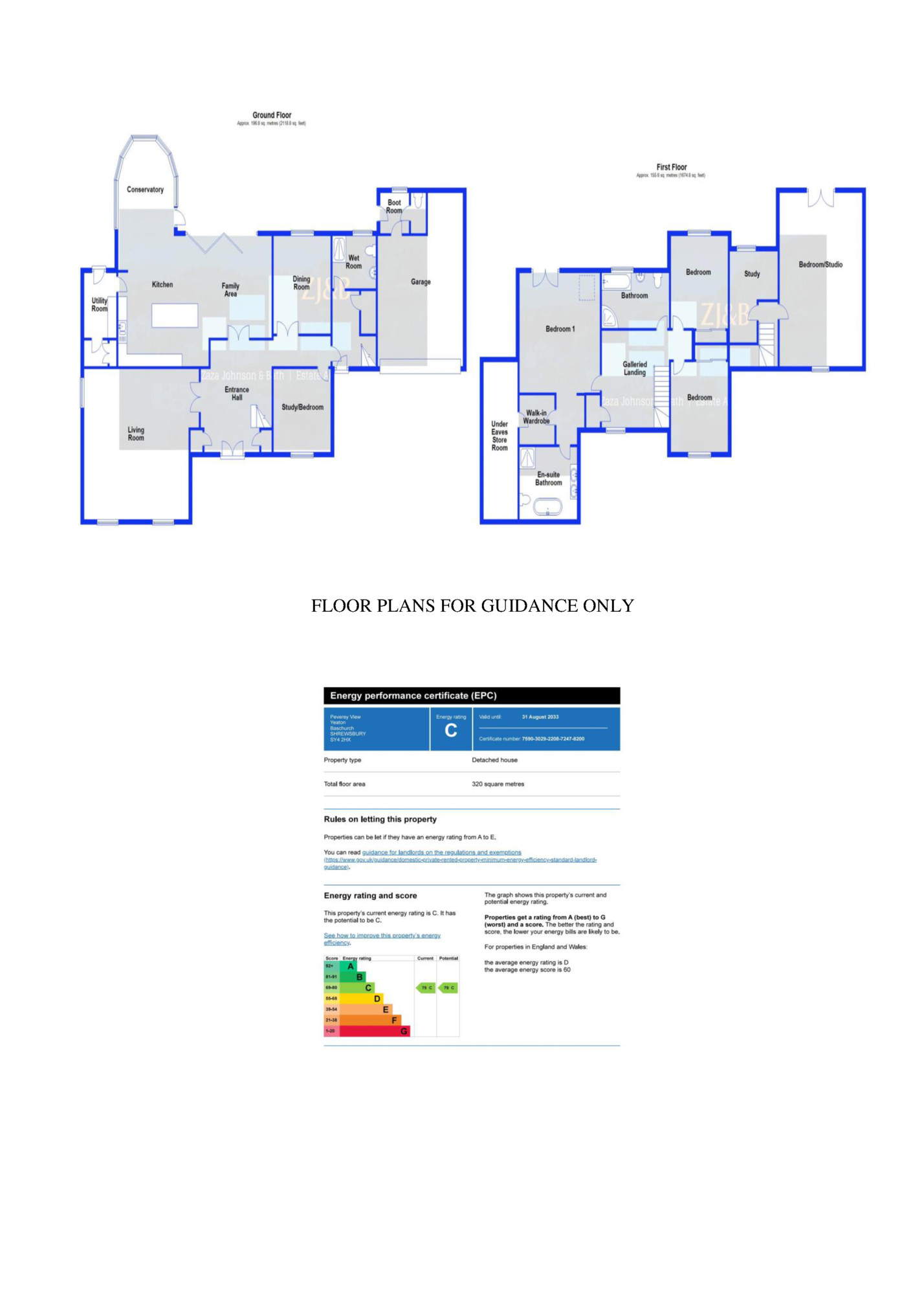 FLOOR PLANS FOR GUIDANCE ONLY