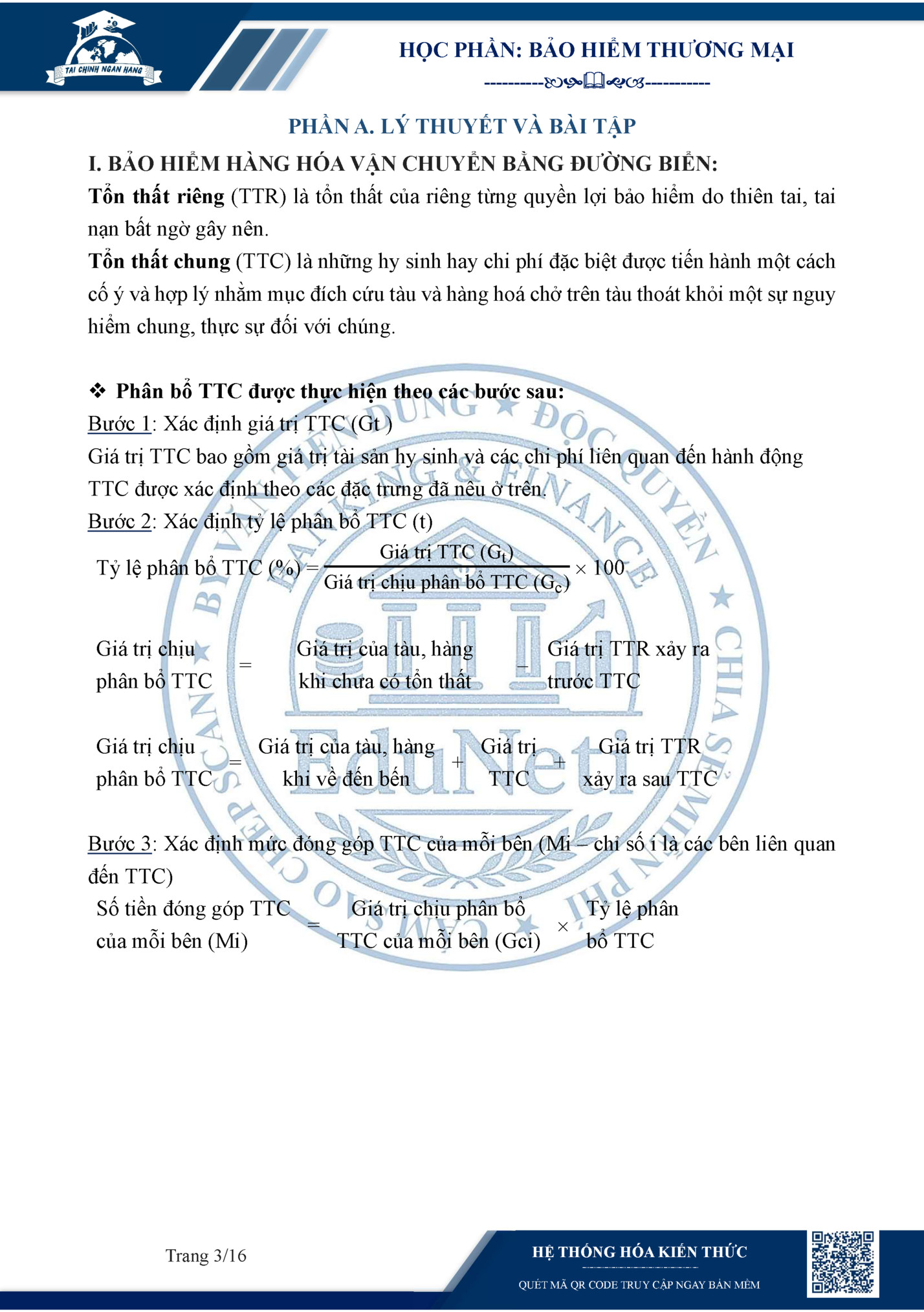 HỌC PHẦN: BẢO HIỂM THƯƠNG MẠI