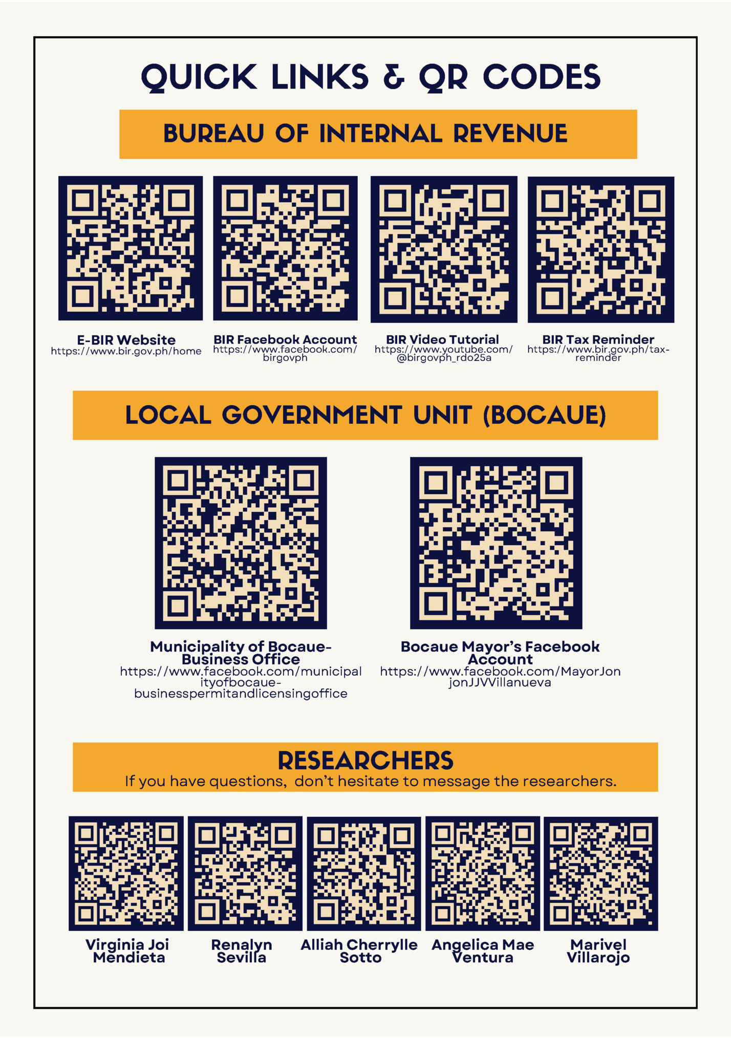 QUICK LINKS & QR CODES