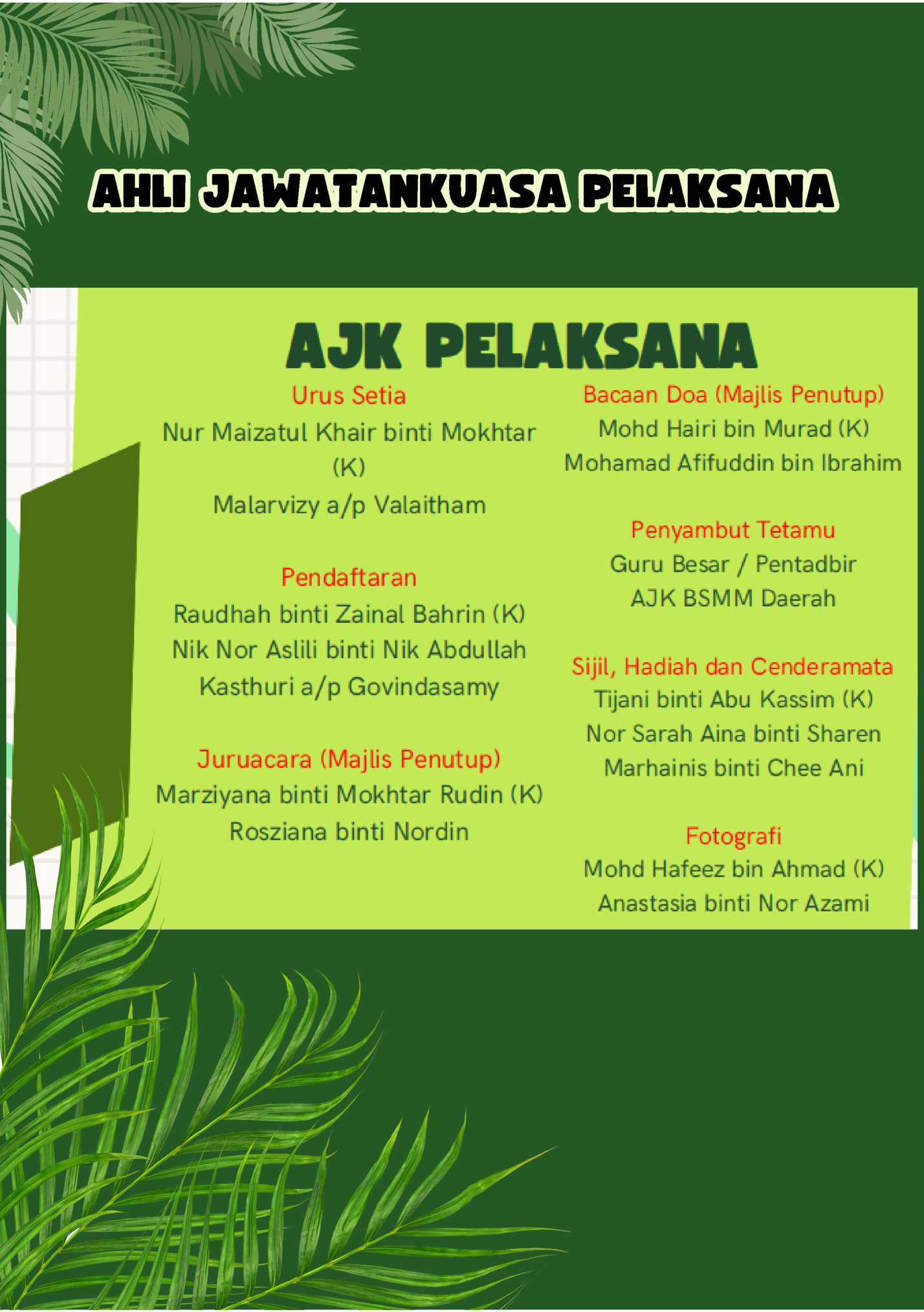 AHLI JAWATANKUASA PELAKSANA