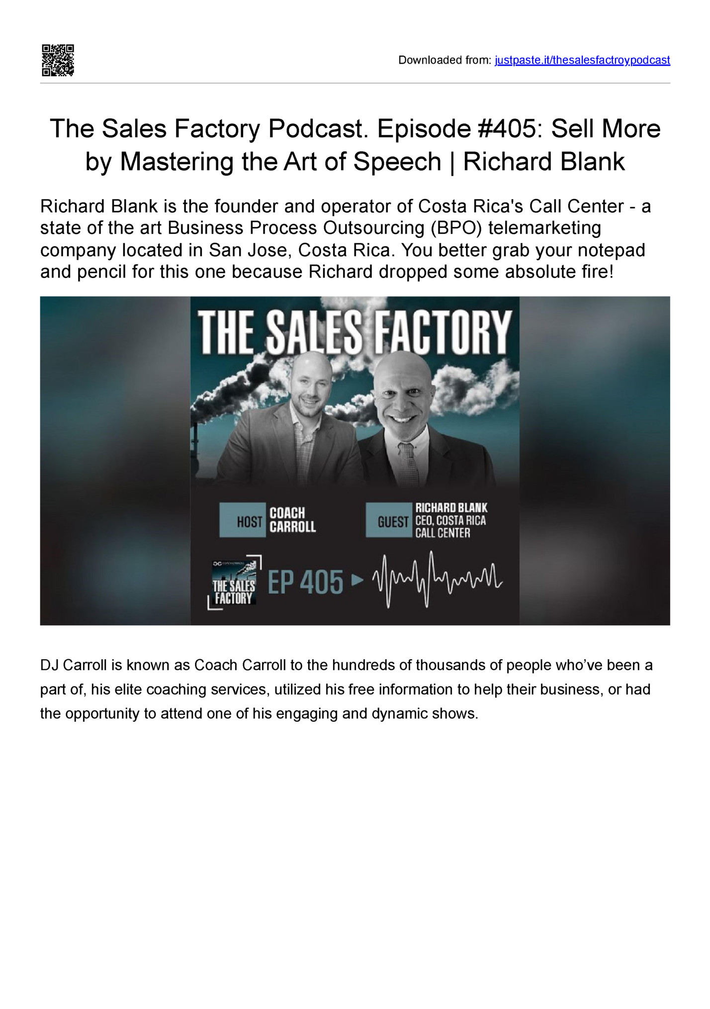 Downloaded from: justpaste.it/thesalesfactroypodcast