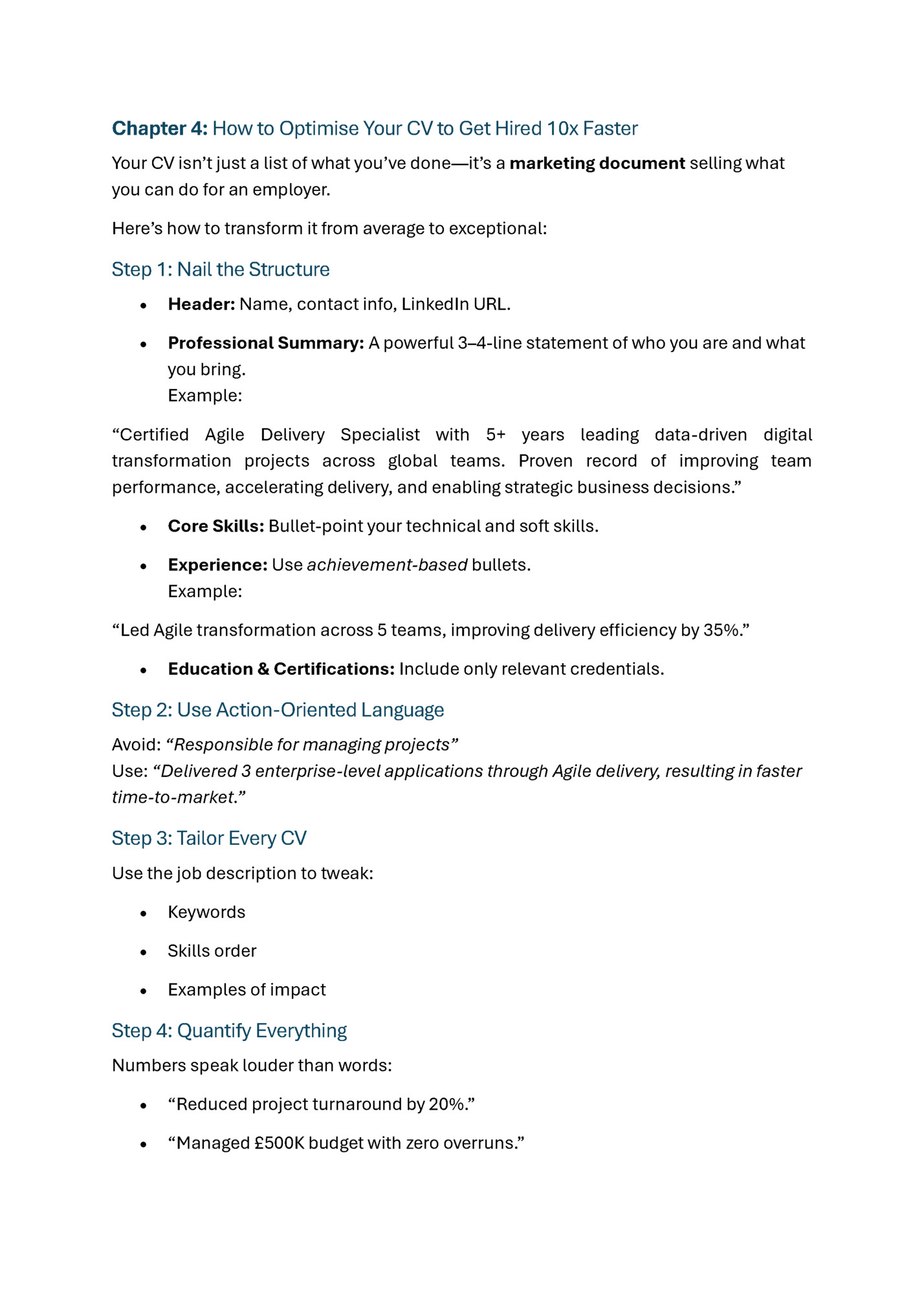 Chapter 4: How to Optimise Your CV to Get Hired 10x Faster