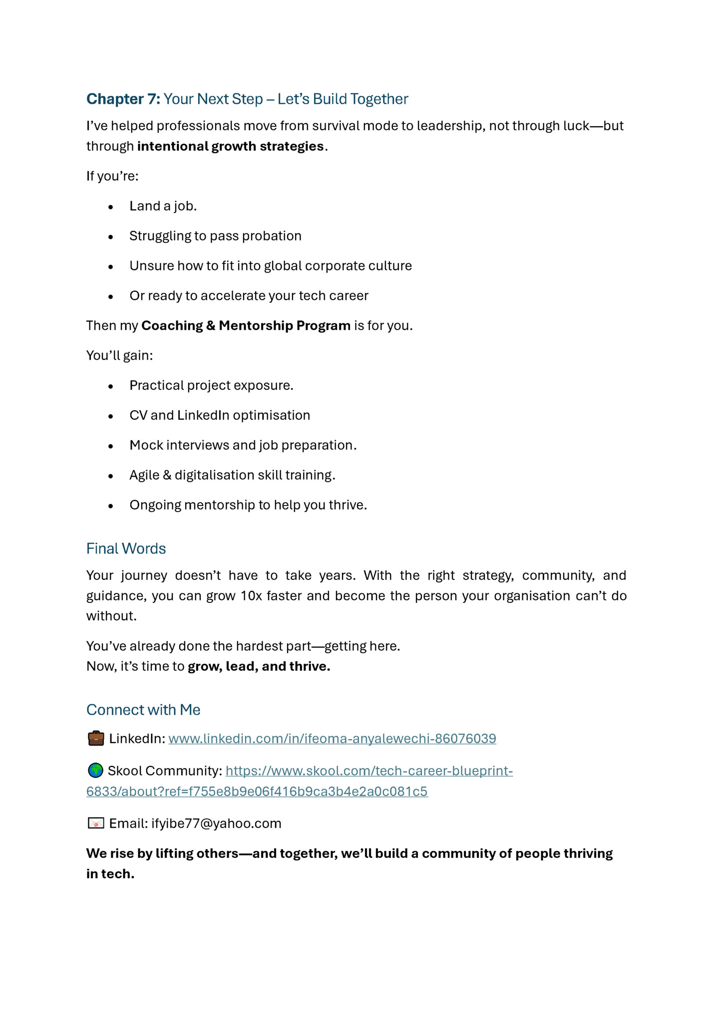 Chapter 7: Your Next Step – Let’s Build Together