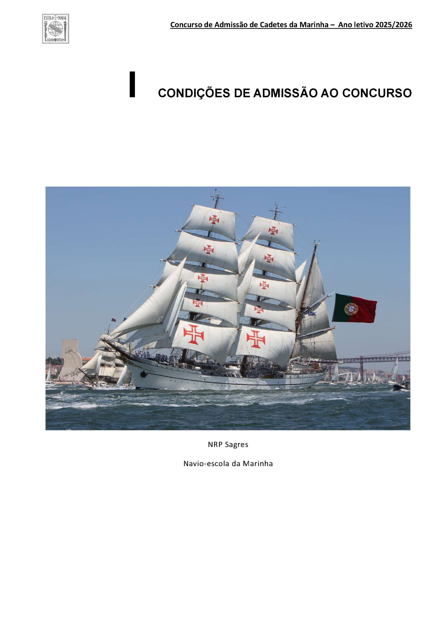 Concurso de Admissão de Cadetes da Marinha – Ano letivo 2025/2026