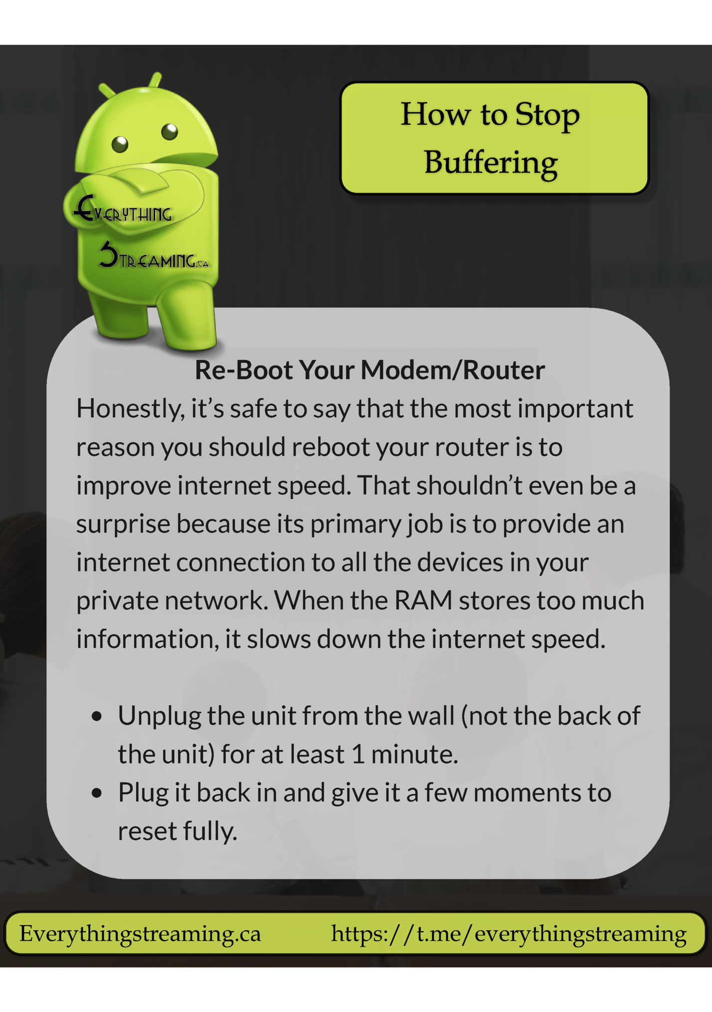 Re-Boot Your Modem/Router