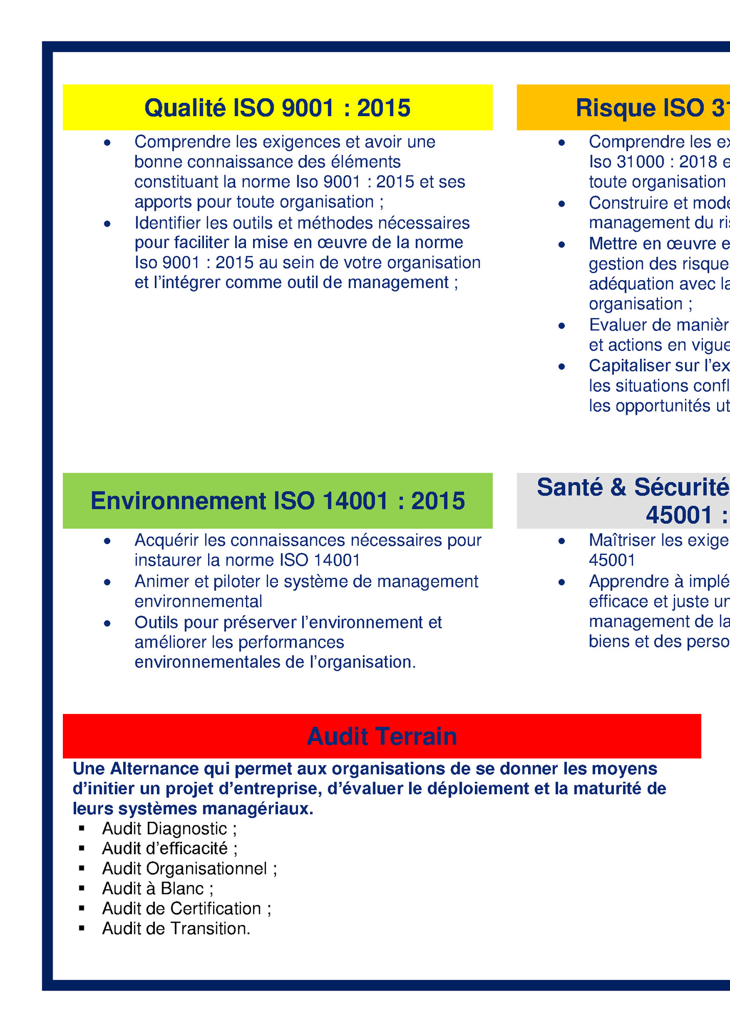 Qualité ISO 9001 : 2015