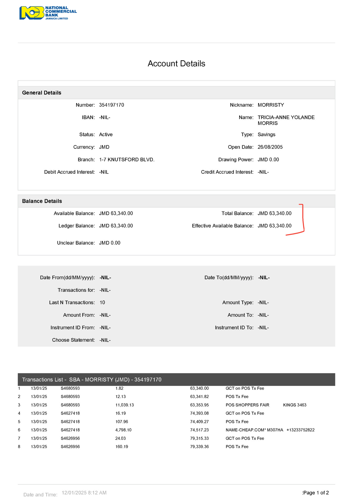 Account Details