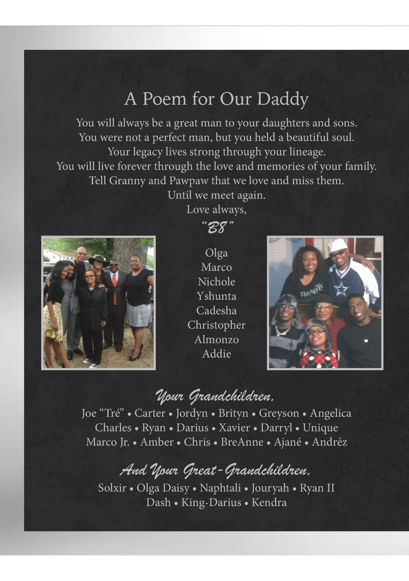 A Poem for Our Daddy