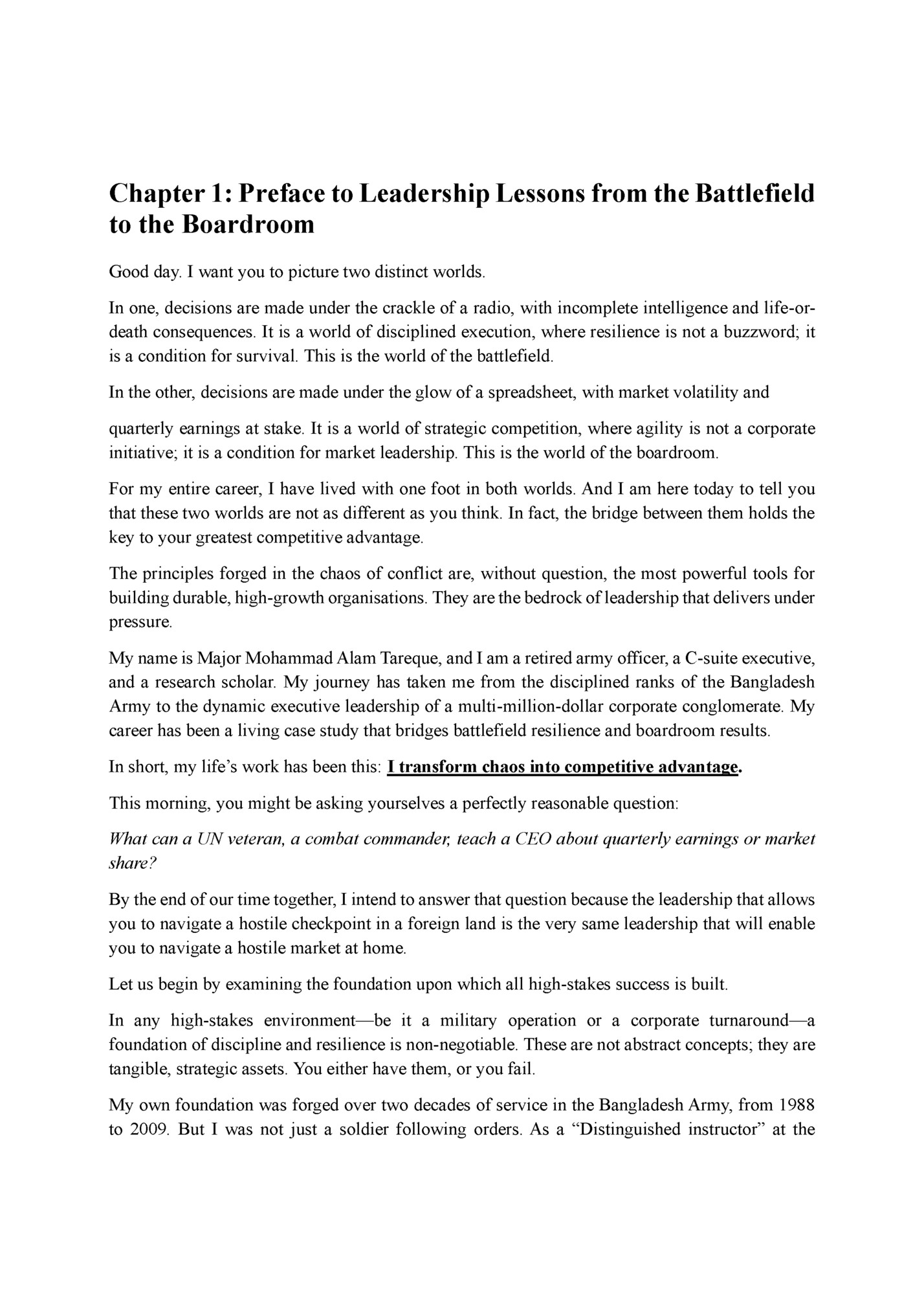 Chapter 1: Preface to Leadership Lessons from the Battlefield