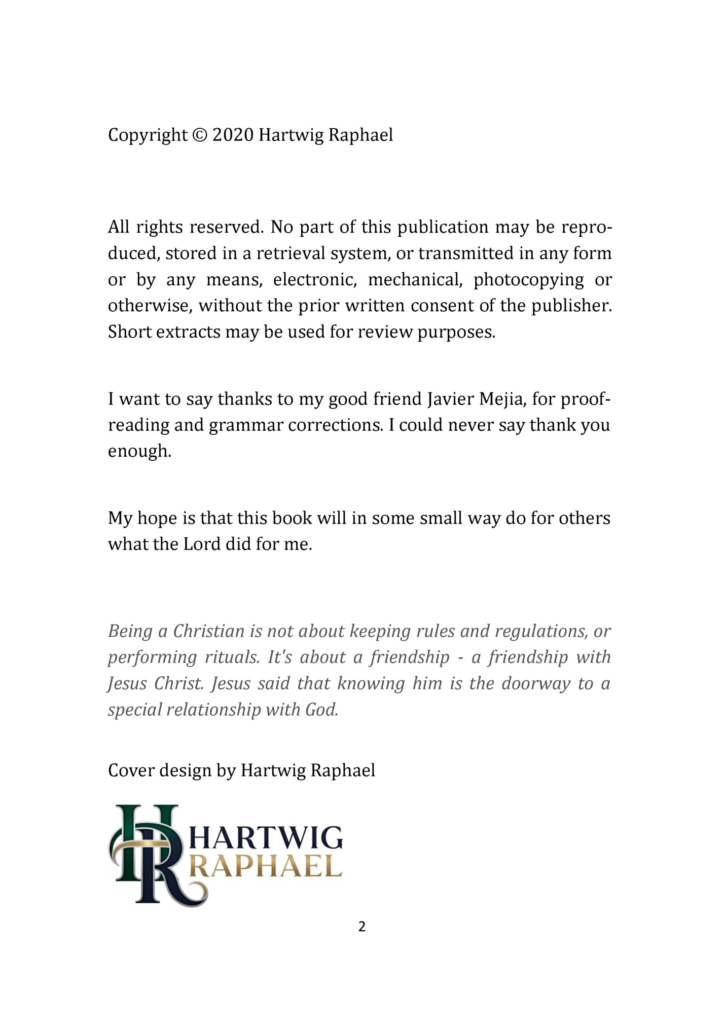 Copyright © 2020 Hartwig Raphael