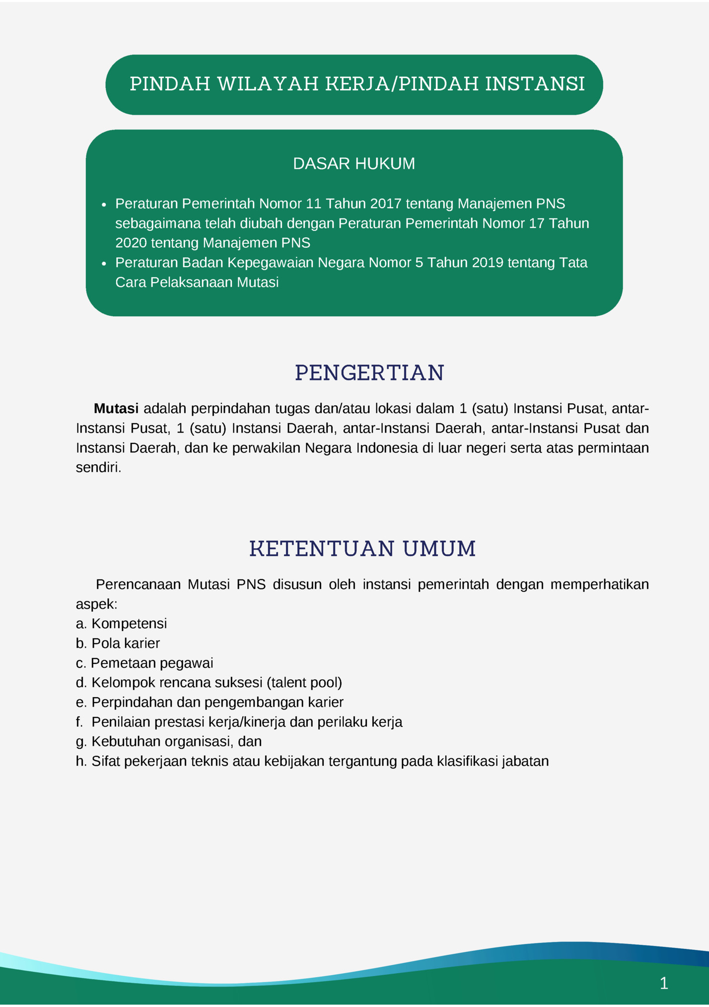 PINDAH WILAYAH KERJA/PINDAH INSTANSI