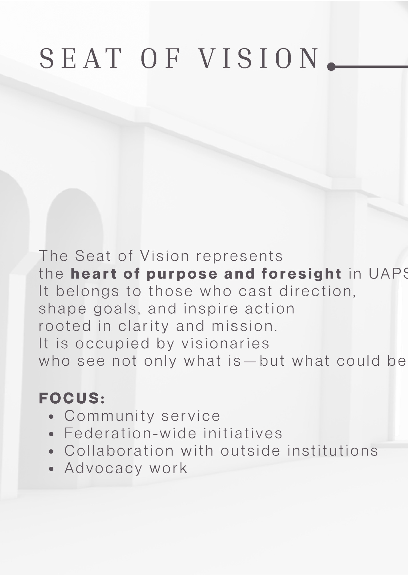 S E AT O F V I S I O N