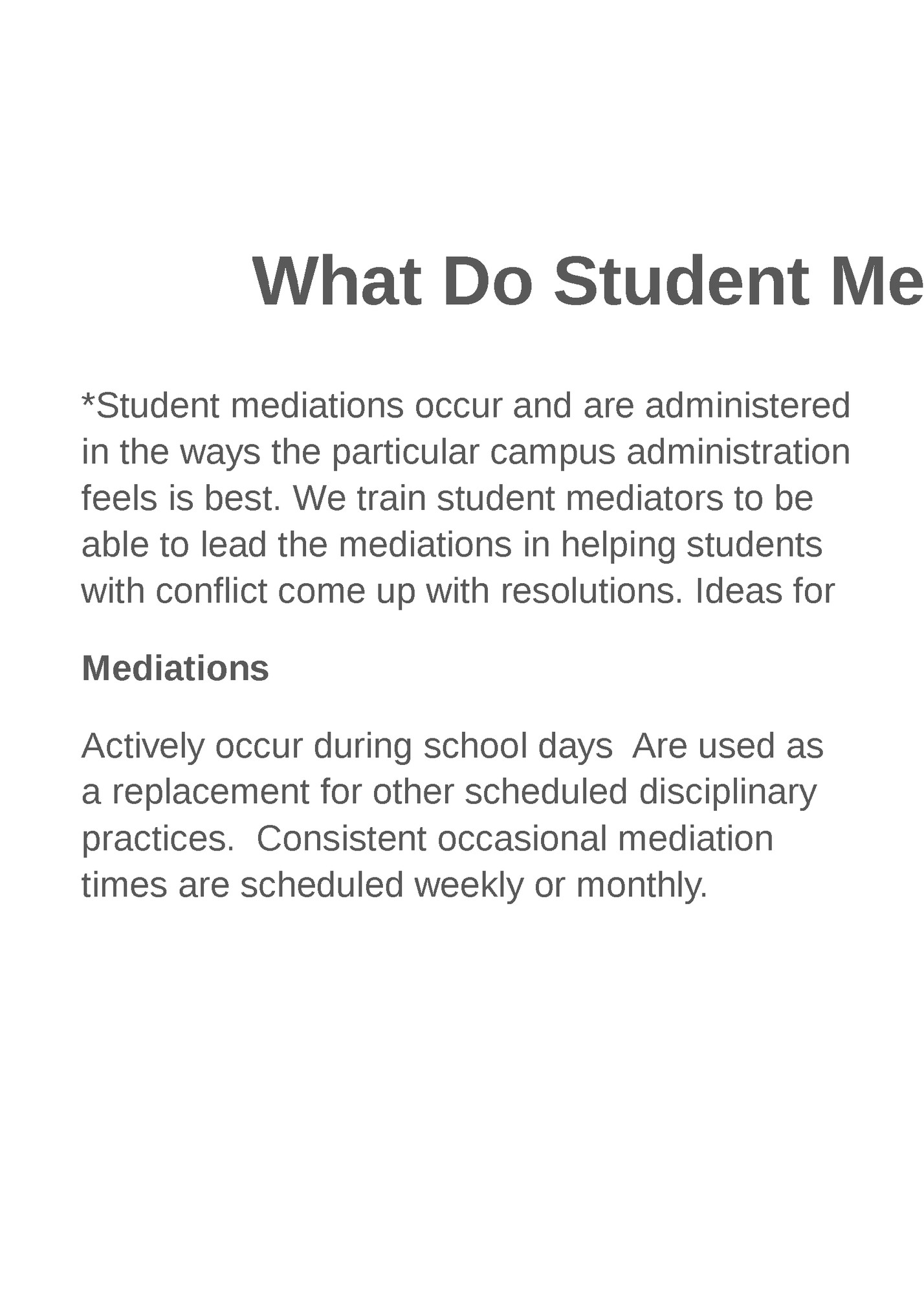 What Do Student Mediations Look Like?