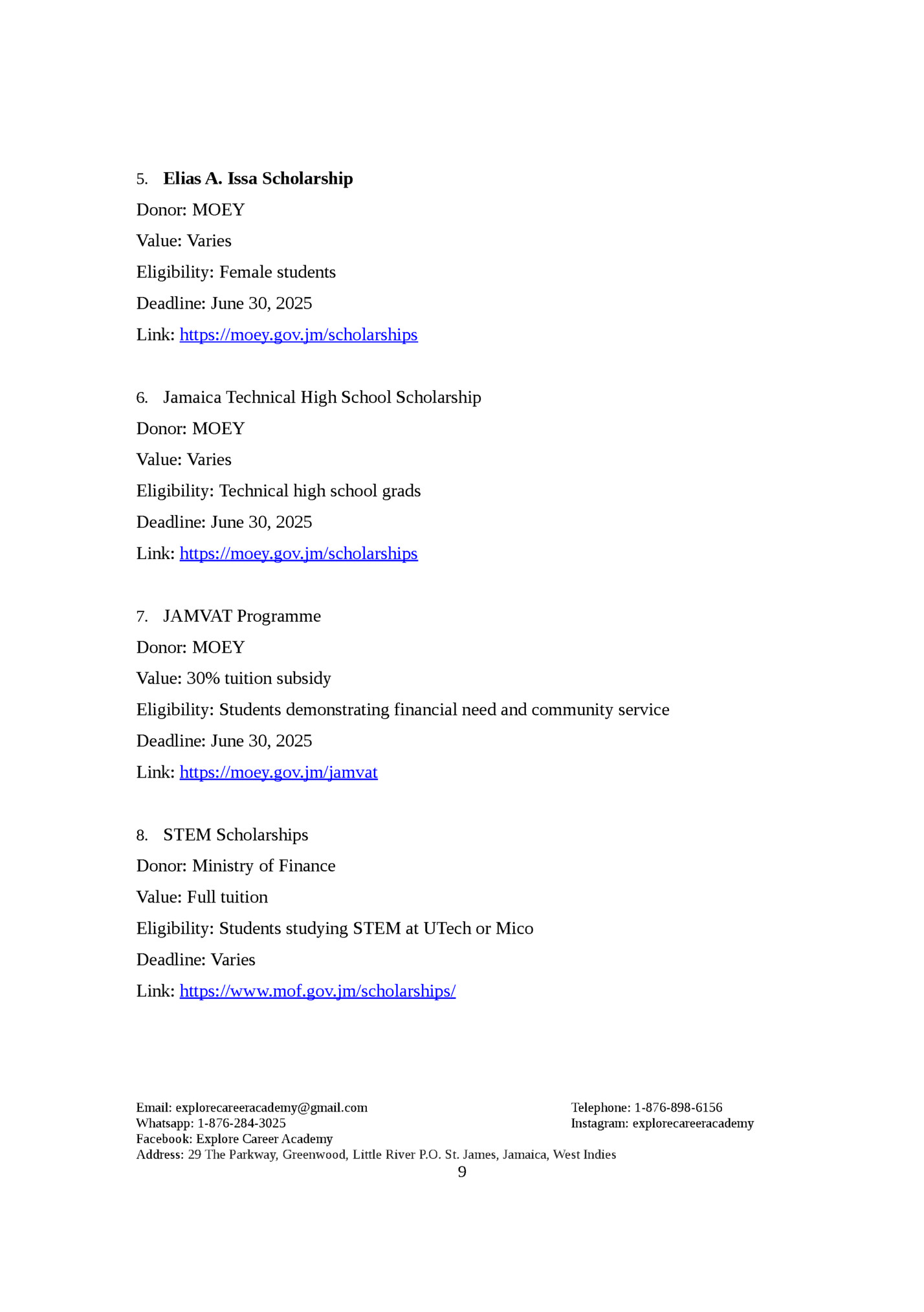 5. Elias A. Issa Scholarship 5. Elias A. Issa Scholarship