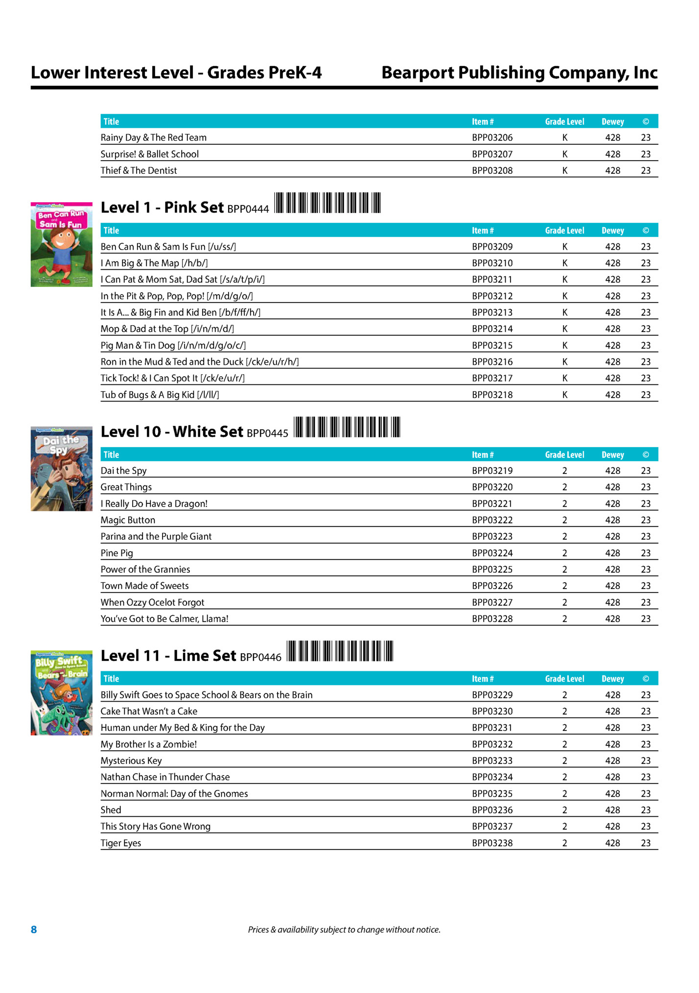 Lower Interest Level - Grades PreK-4