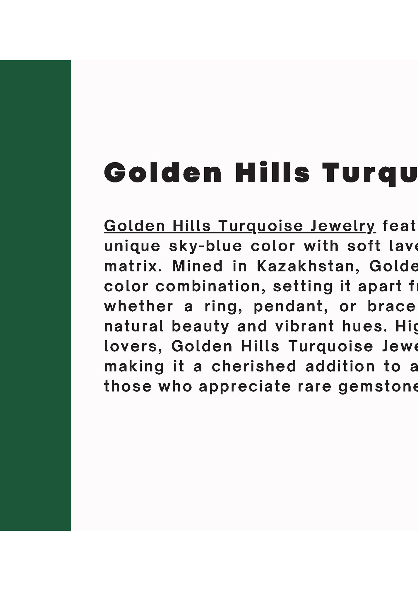 Golden Hills Turquoise Jewelry