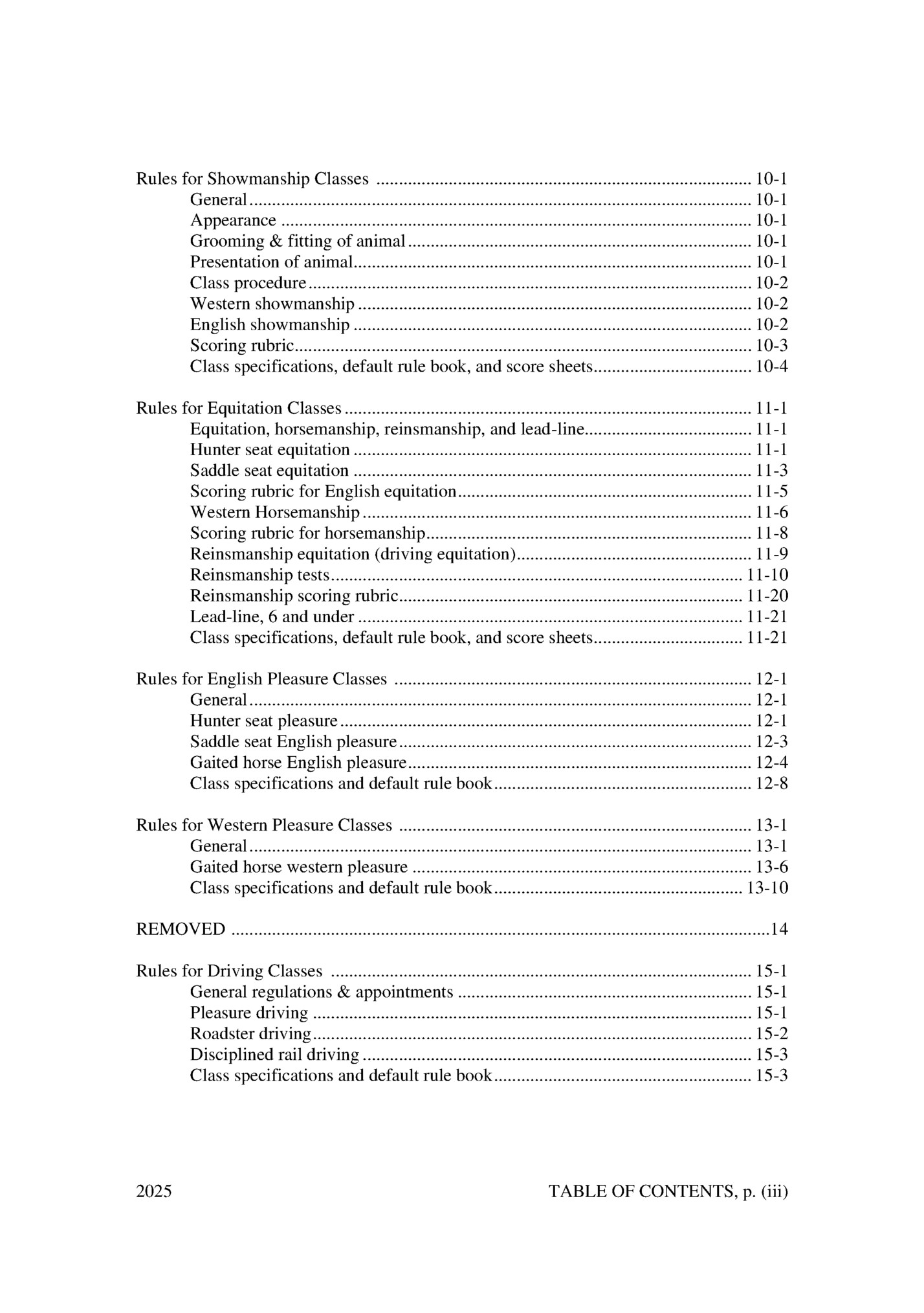 Rules for Showmanship Classes ................................................................................... 10-1 Rules for Showmanship Classes ................................................................................... 10-1