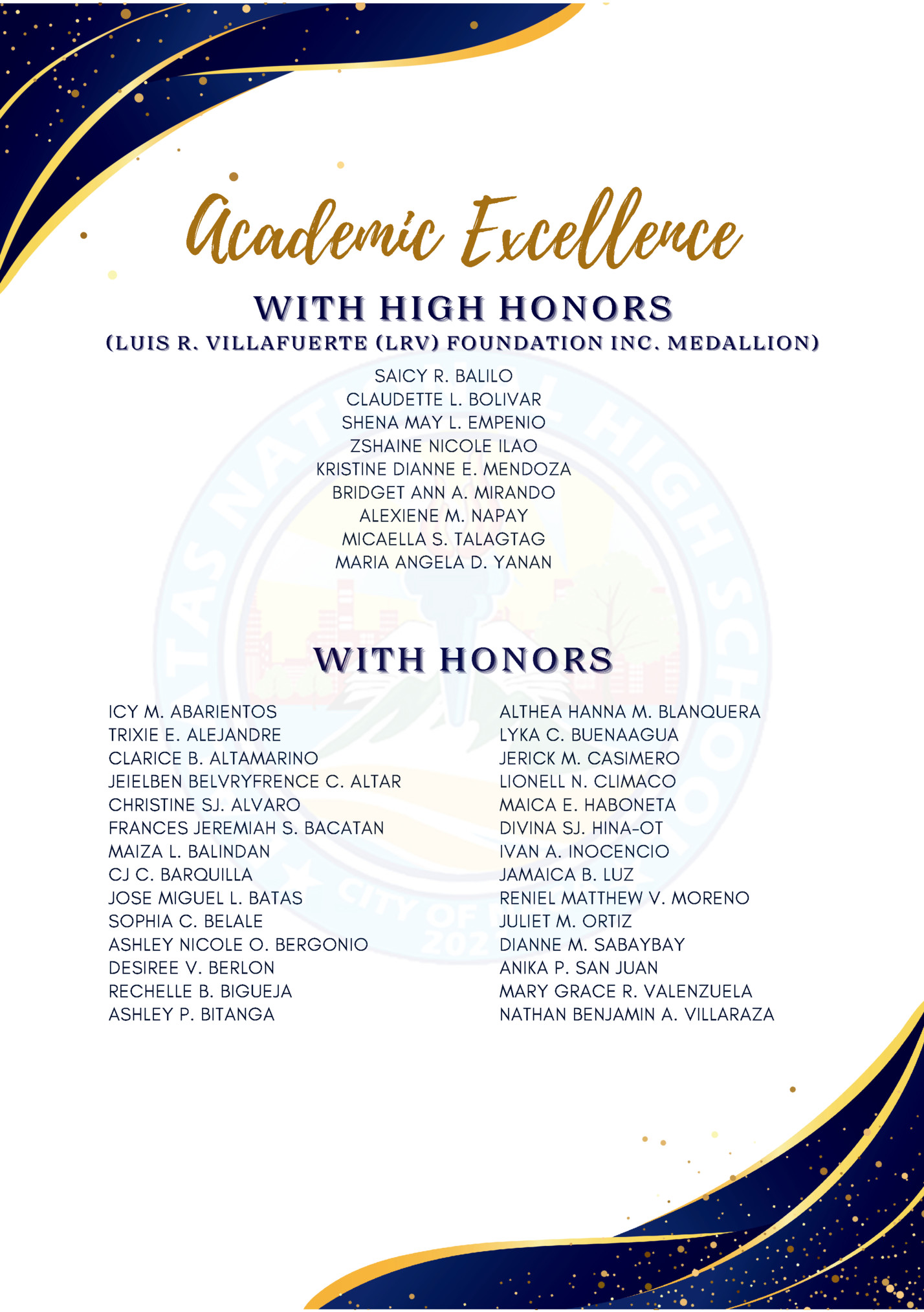 Academic Excellence Academic Excellence