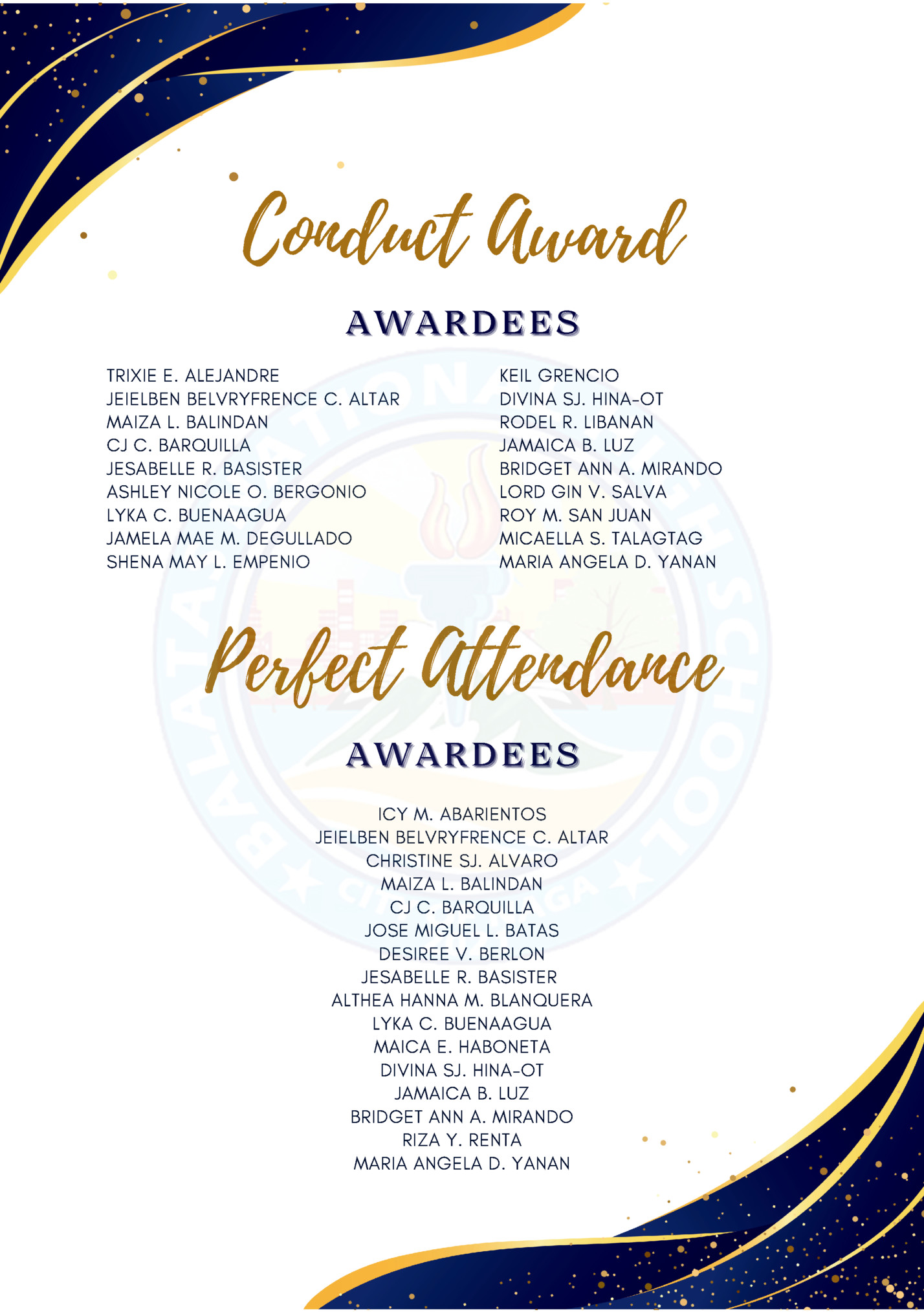 Conduct Award Conduct Award