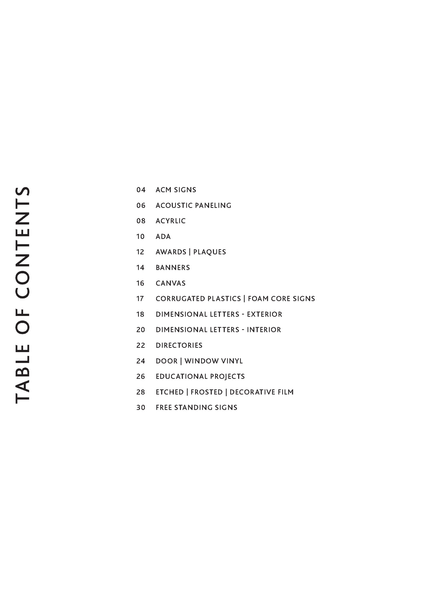 TABLE OF CONTENTS