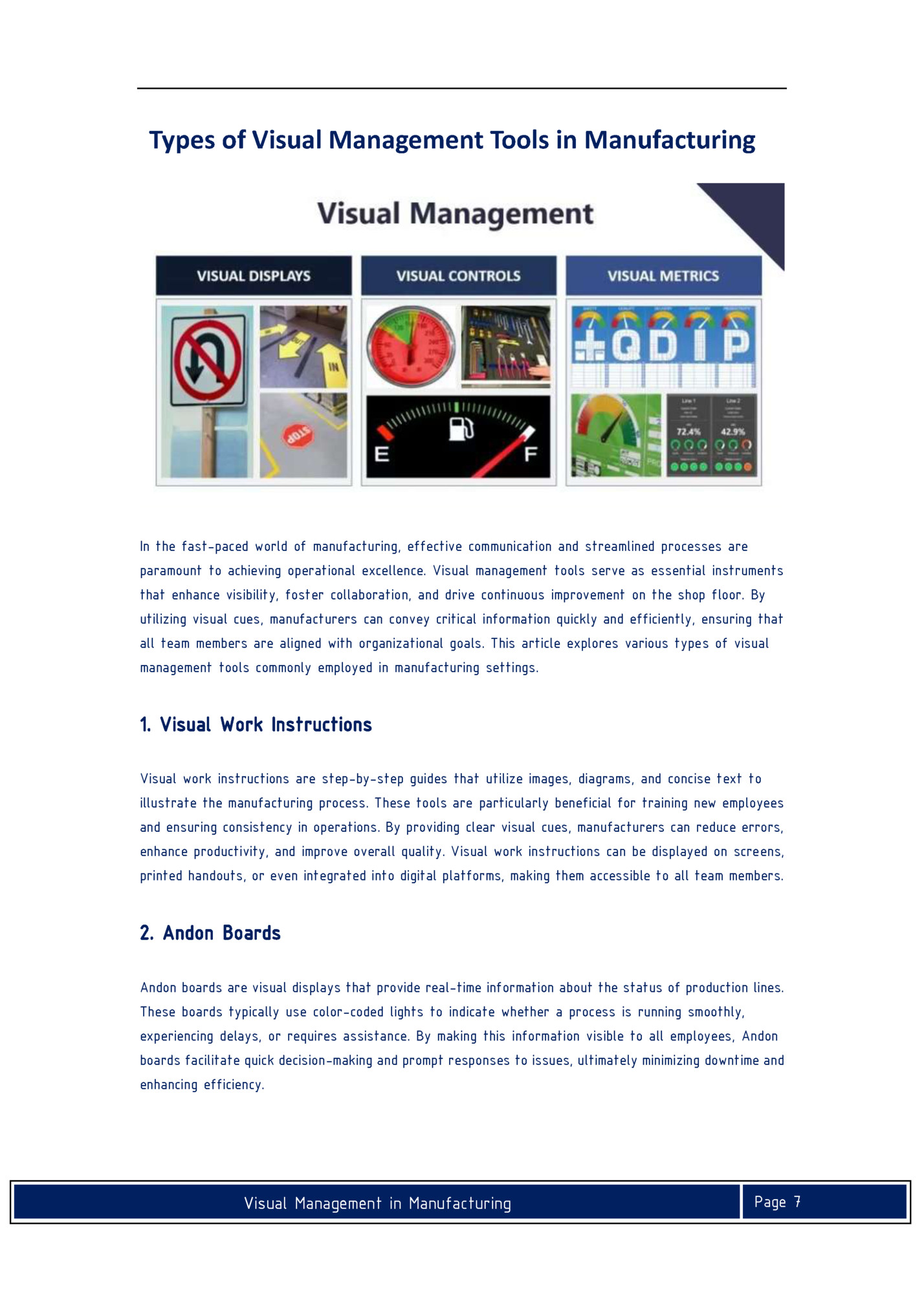 Types of Visual Management Tools in Manufacturing