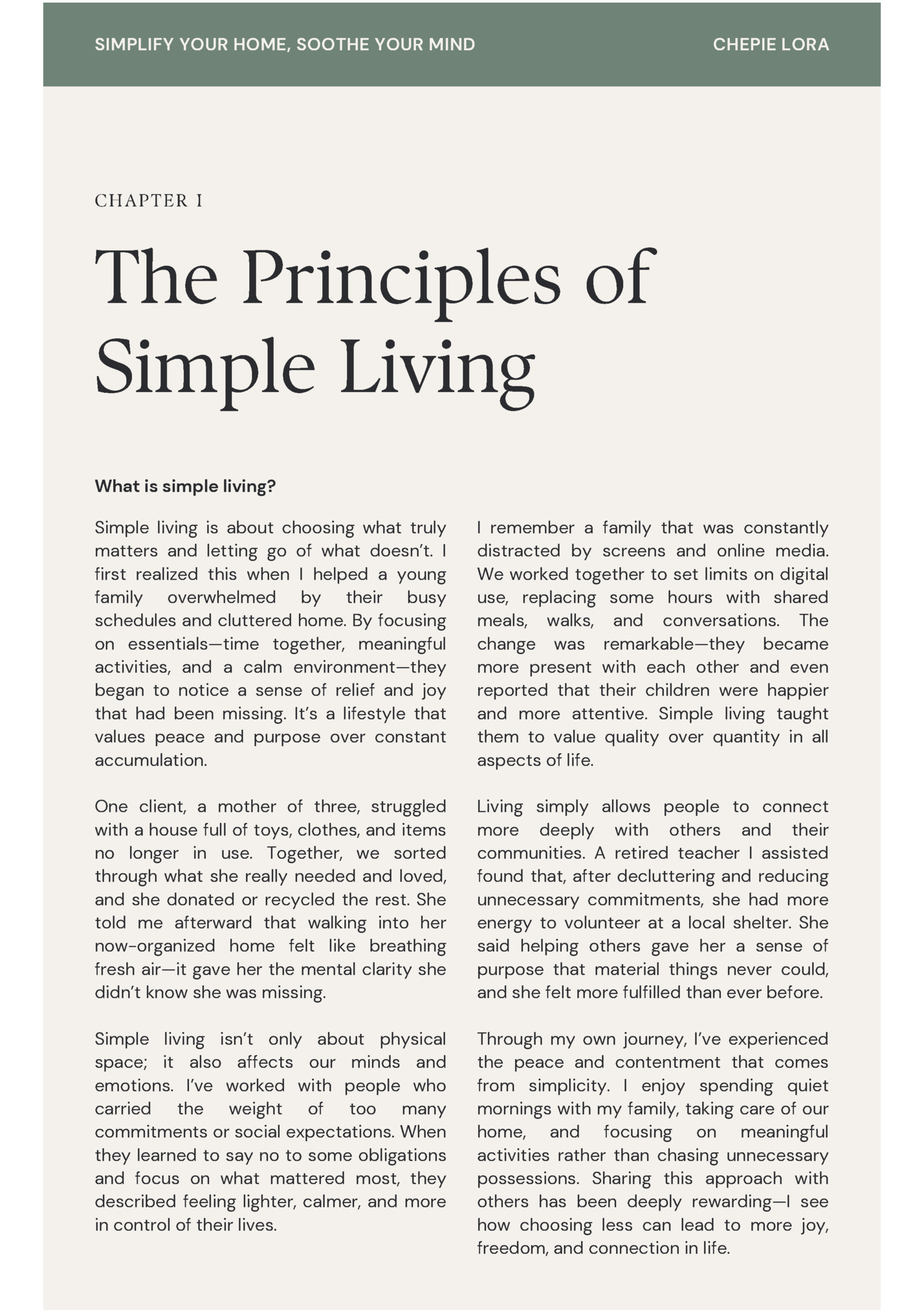 SIMPLIFY YOUR HOME, SOOTHE YOUR MIND