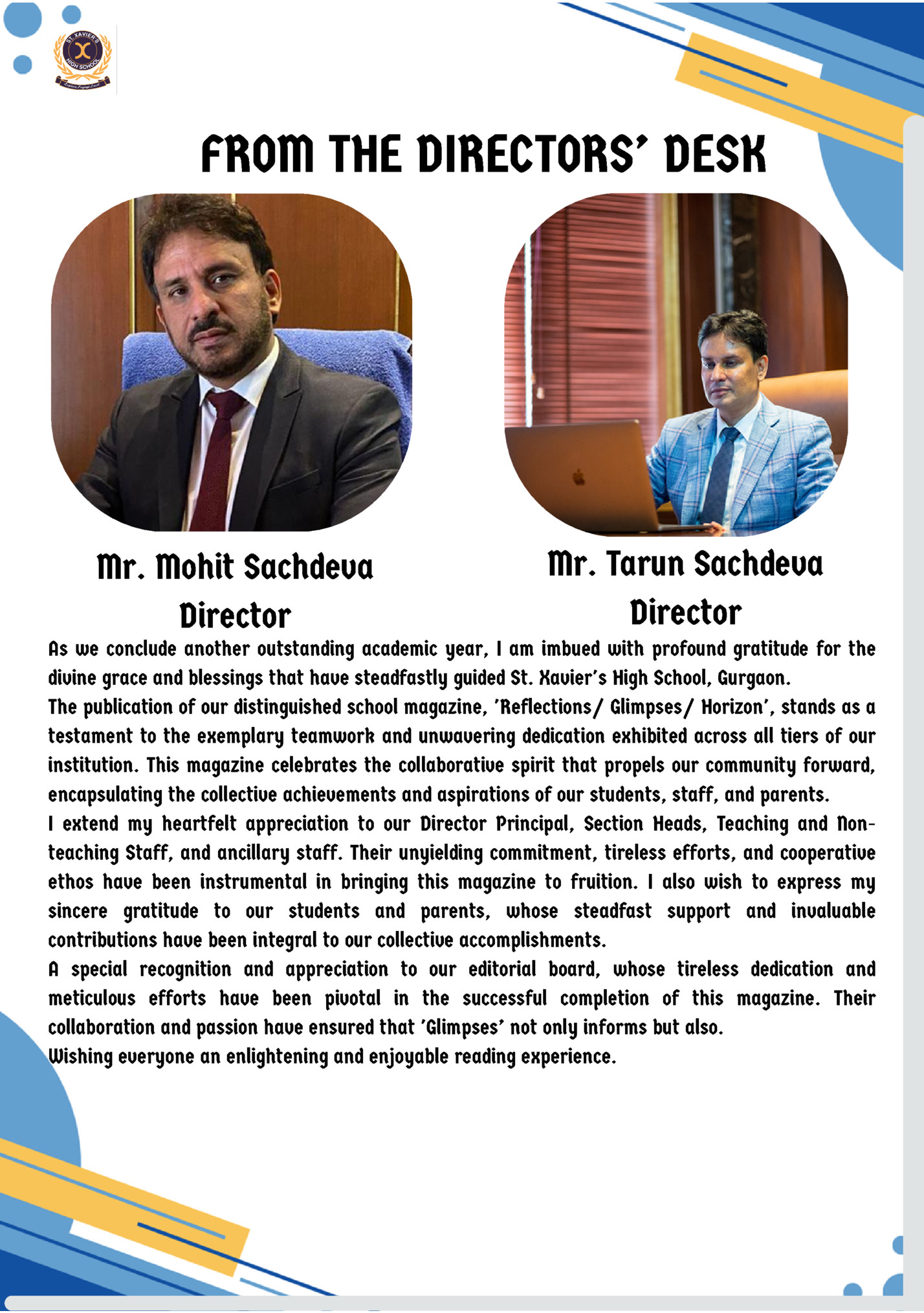 FROM THE DIRECTORS’ DESK