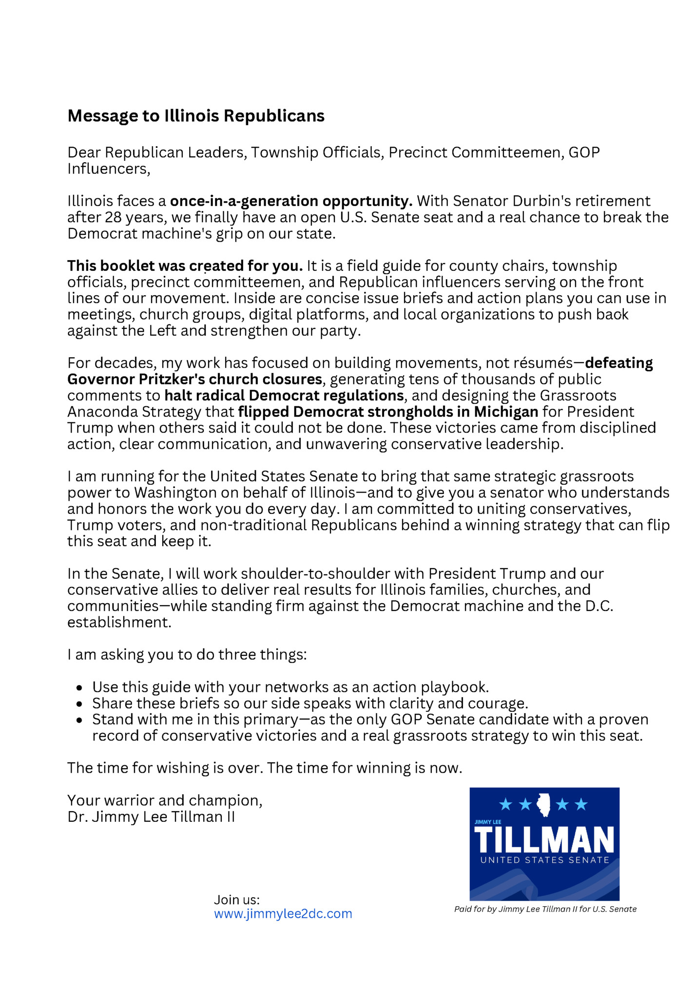 Message to Illinois Republicans