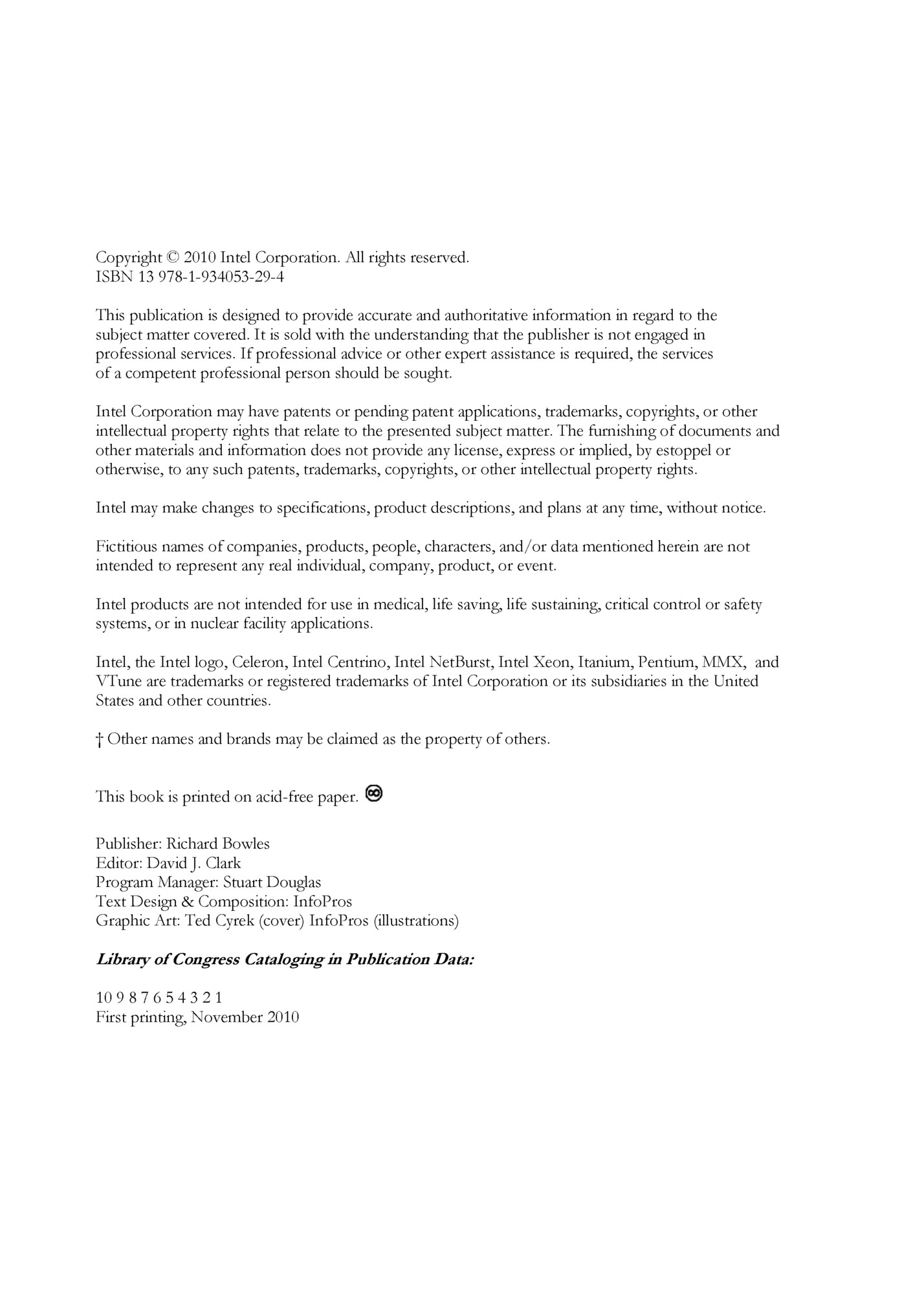 Copyright © 2010 Intel Corporation. All rights reserved.