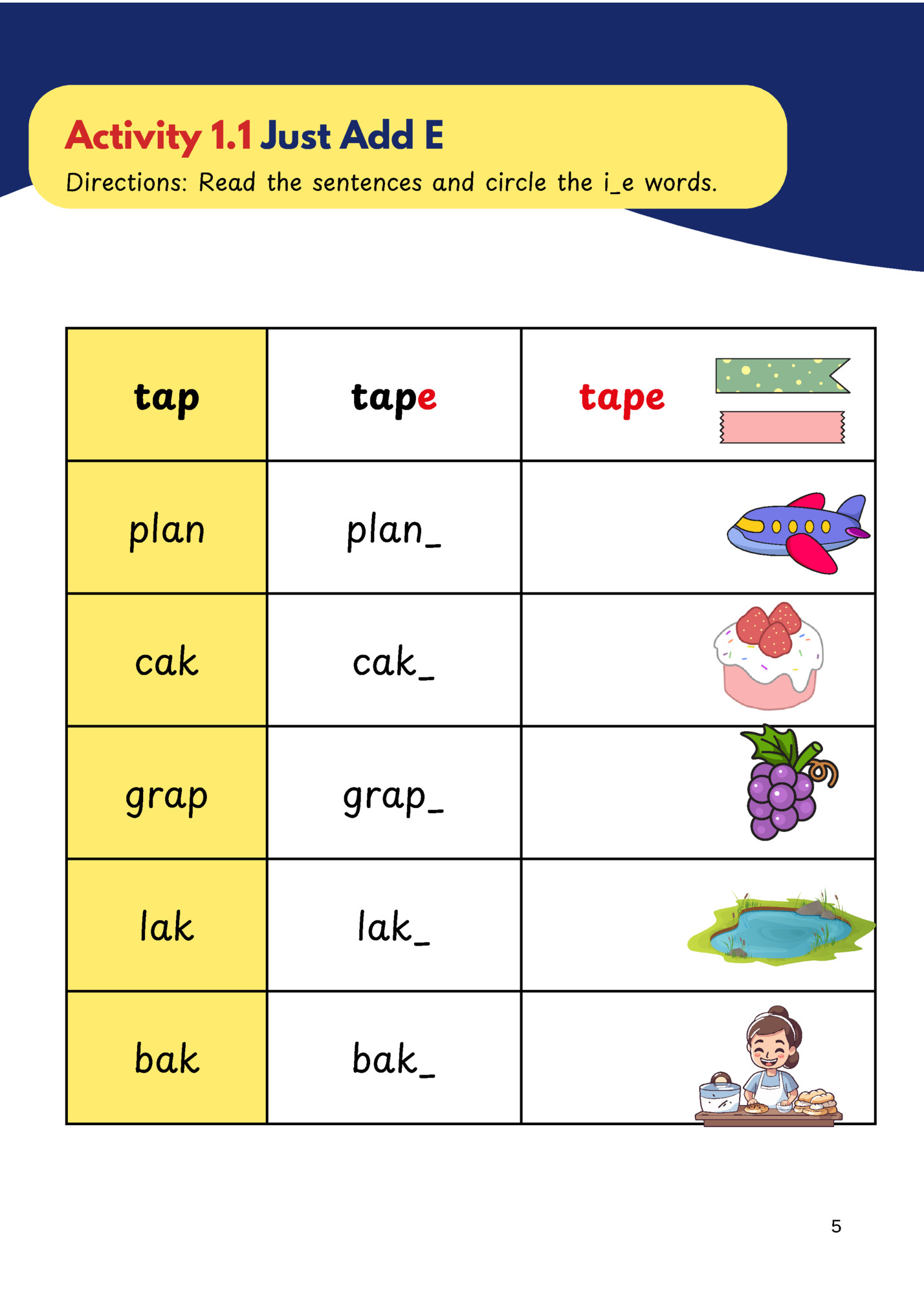 Activity 1.1 Just Add E