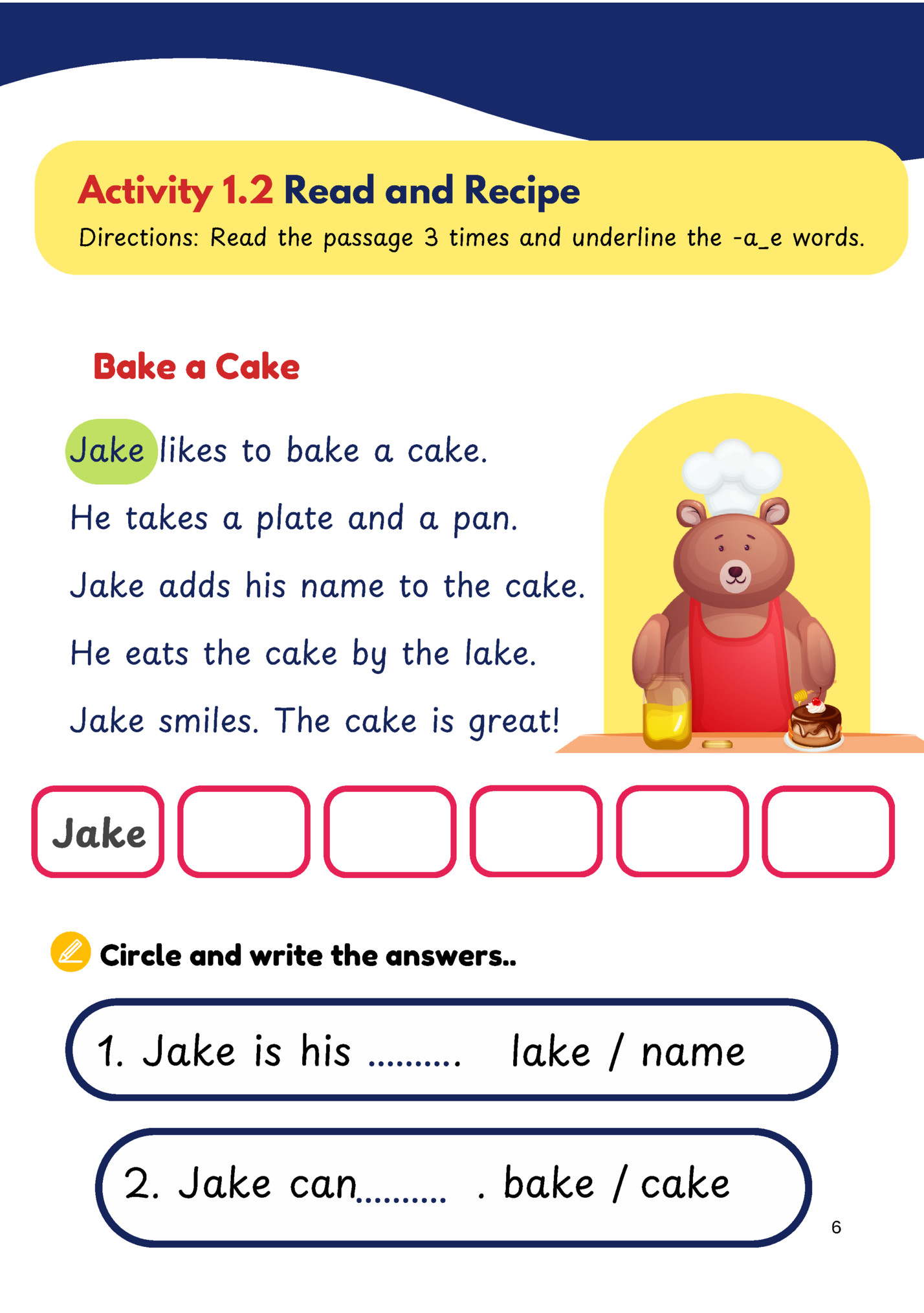 Activity 1.2 Read and Recipe