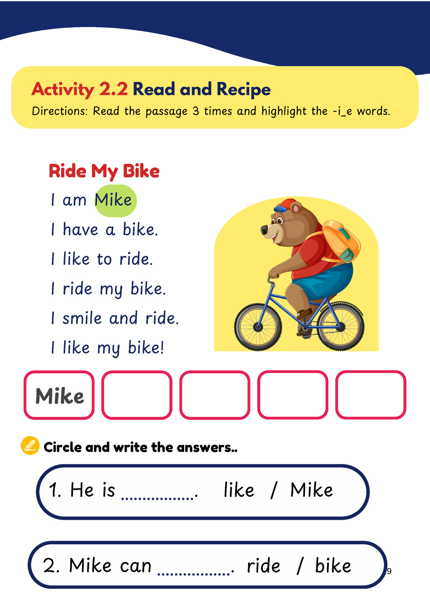 Activity 2.2 Read and Recipe