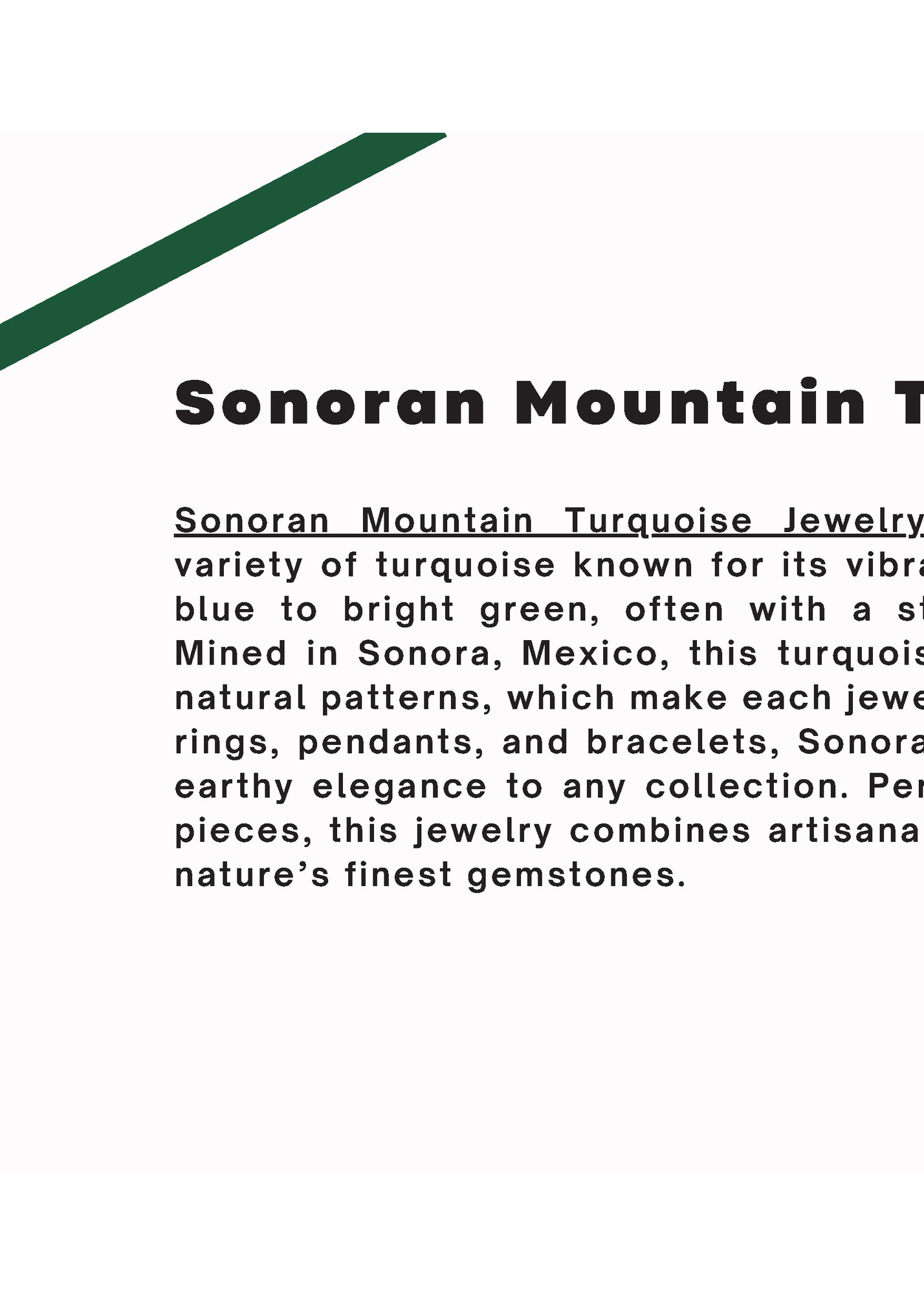 Sonoran Mountain Turquoise Jewelry