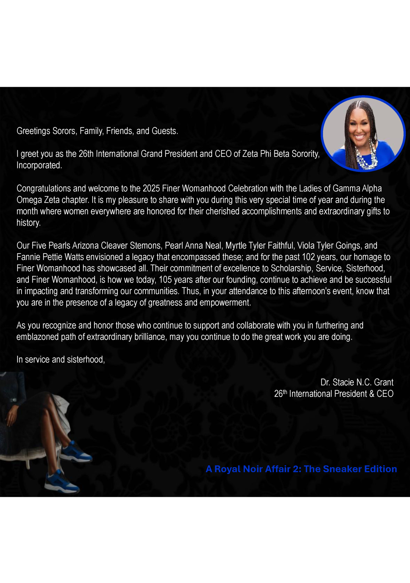 Greetings Sorors, Family, Friends, and Guests.