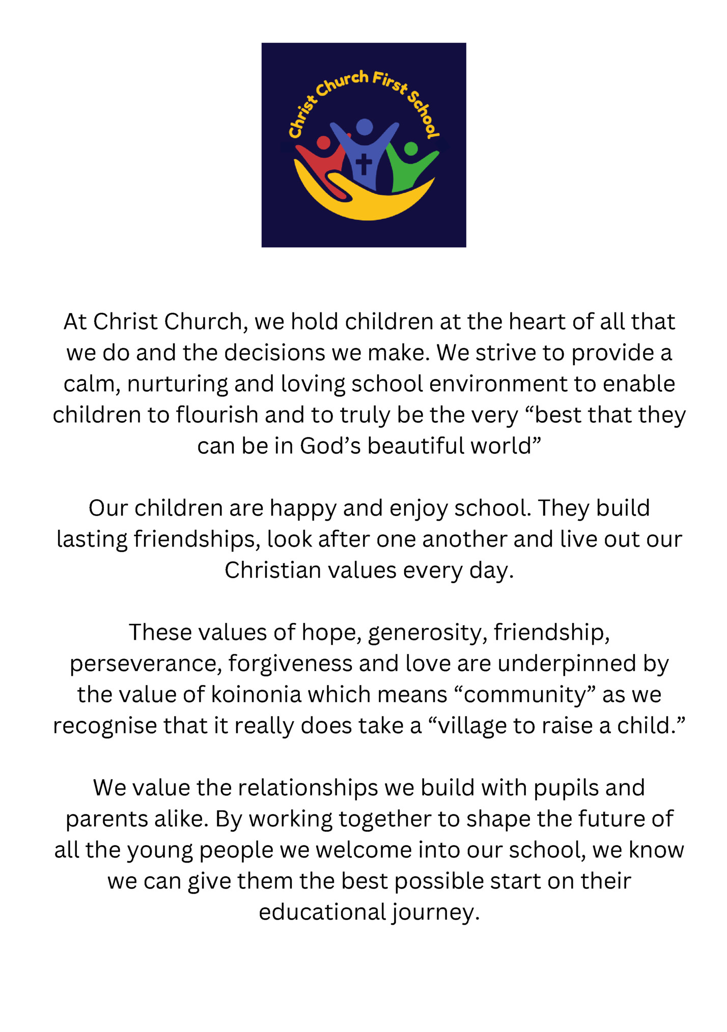 At Christ Church, we hold children at the heart of all that
