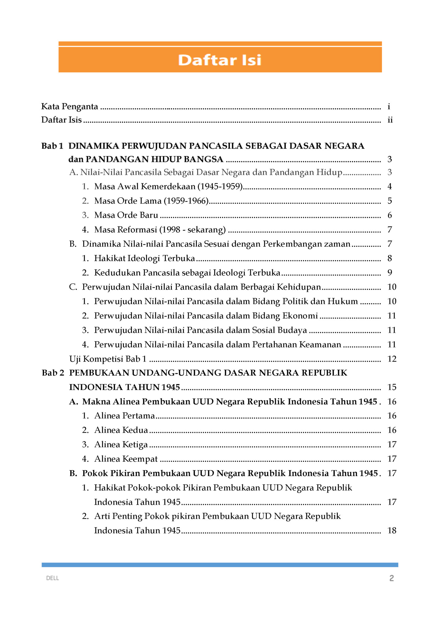 Kata Penganta .................................................................................................................................... i