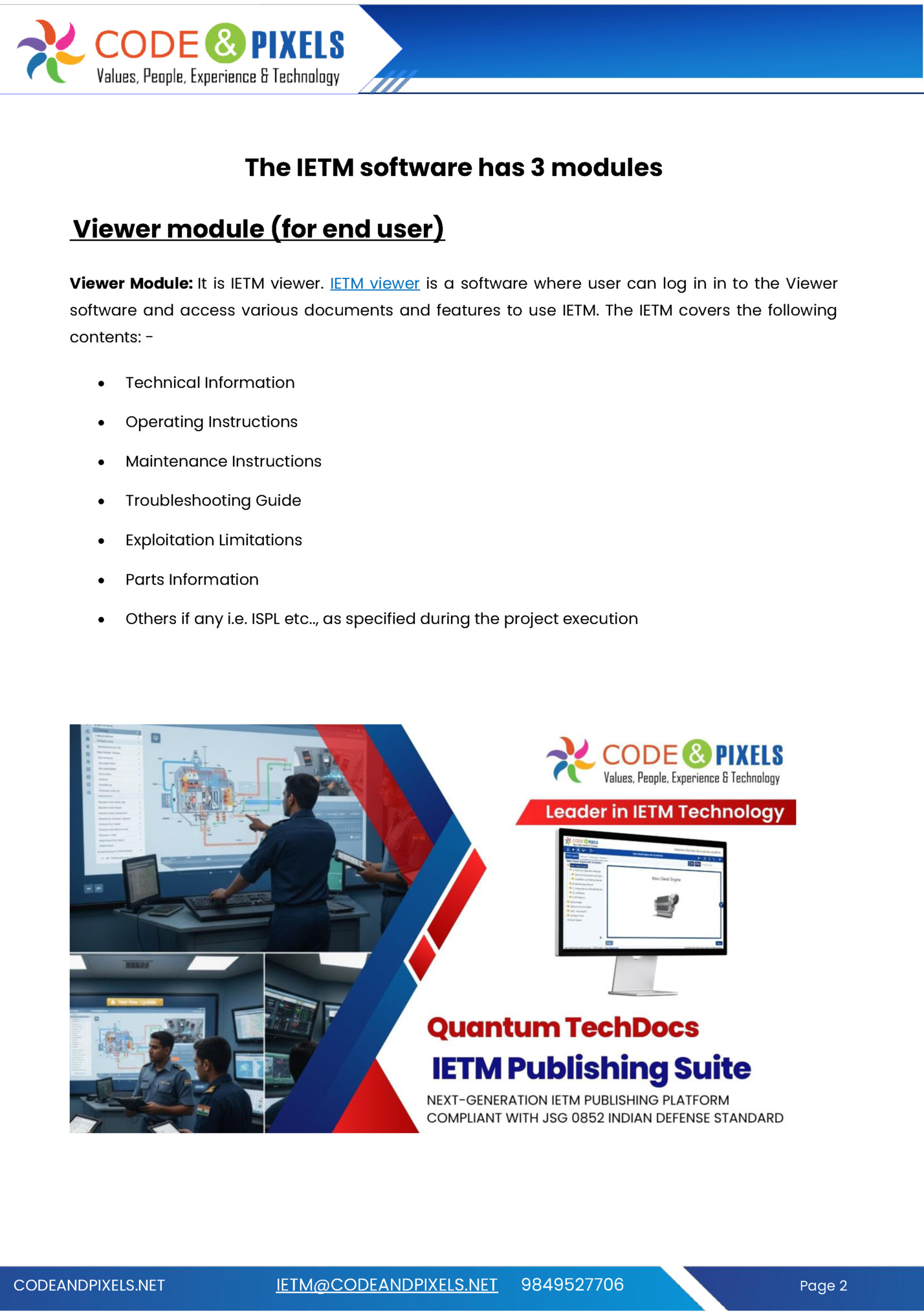 The IETM software has 3 modules