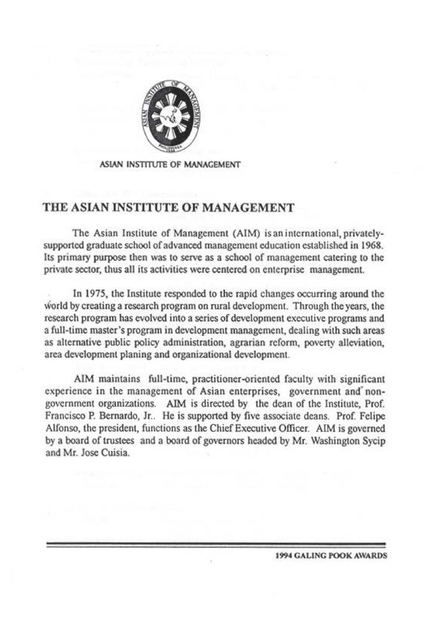 ASIAN INS1TTVT£ OF MANAGEMENT