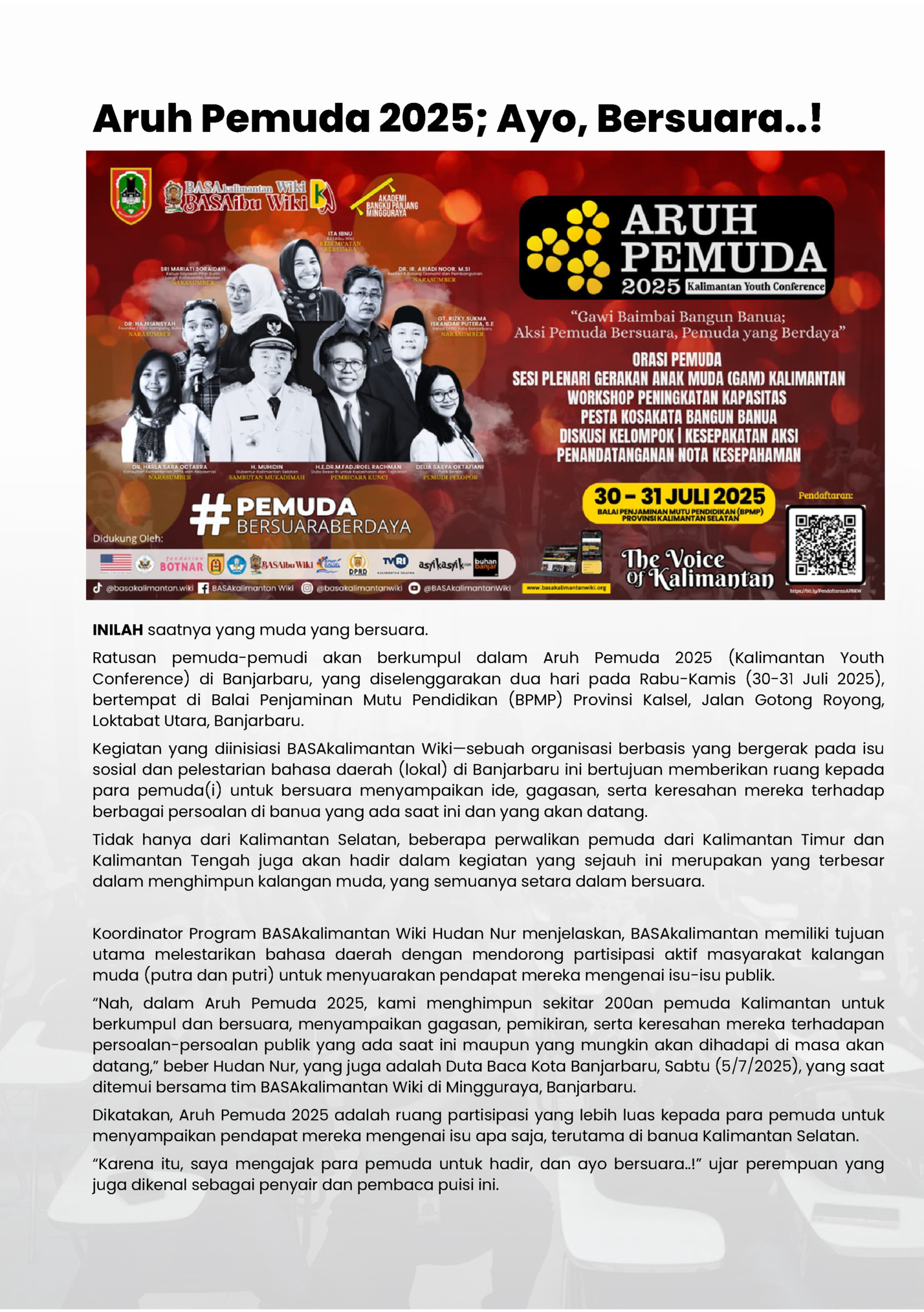 Aruh Pemuda 2025; Ayo, Bersuara..!