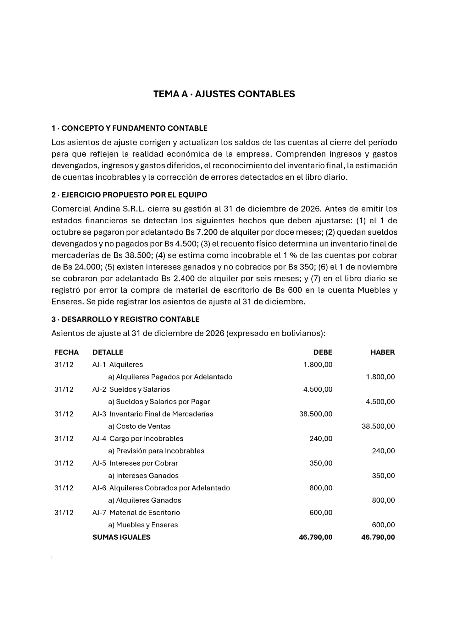 TEMA A · AJUSTES CONTABLES