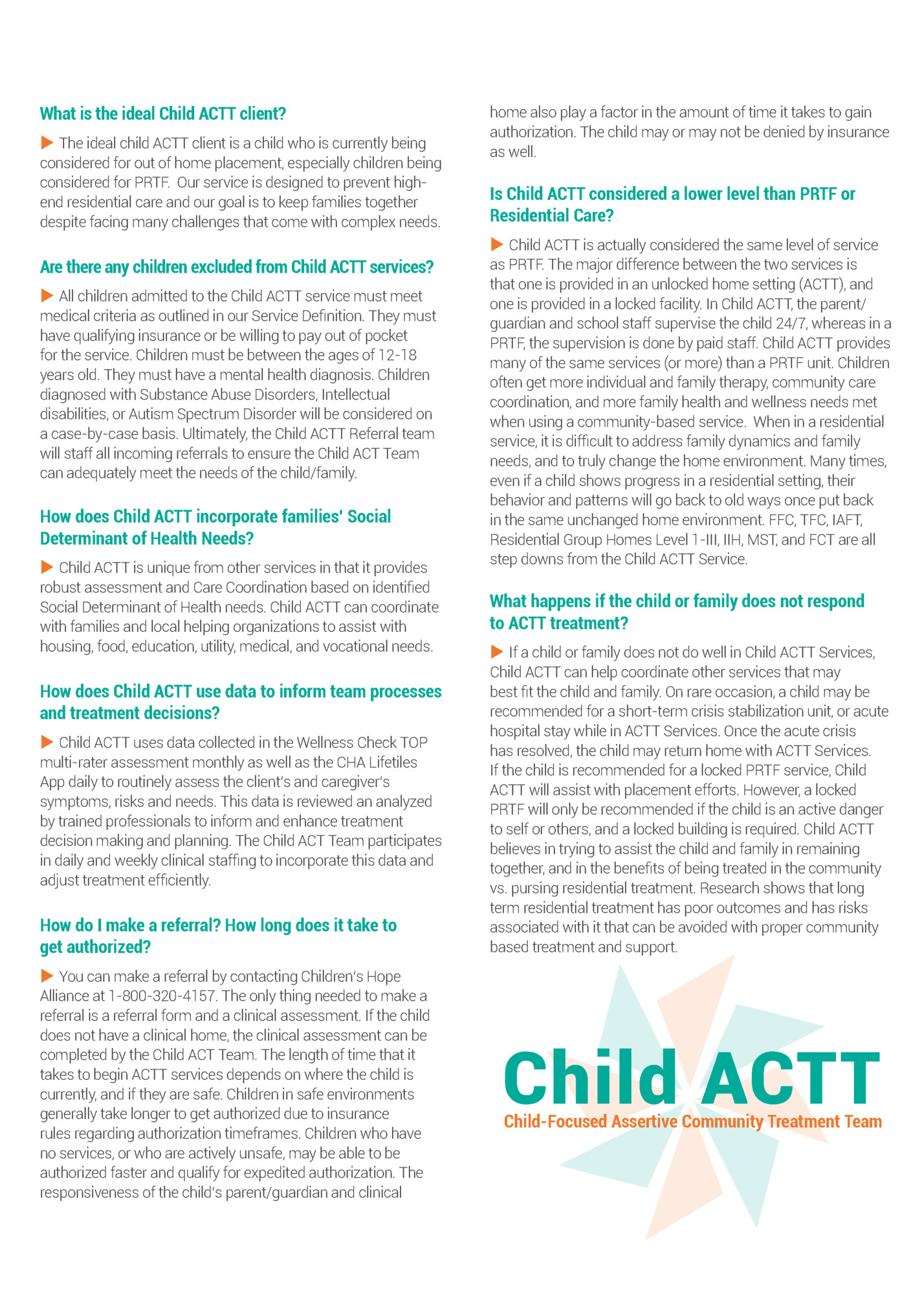What is the ideal Child ACTT client? What is the ideal Child ACTT client?