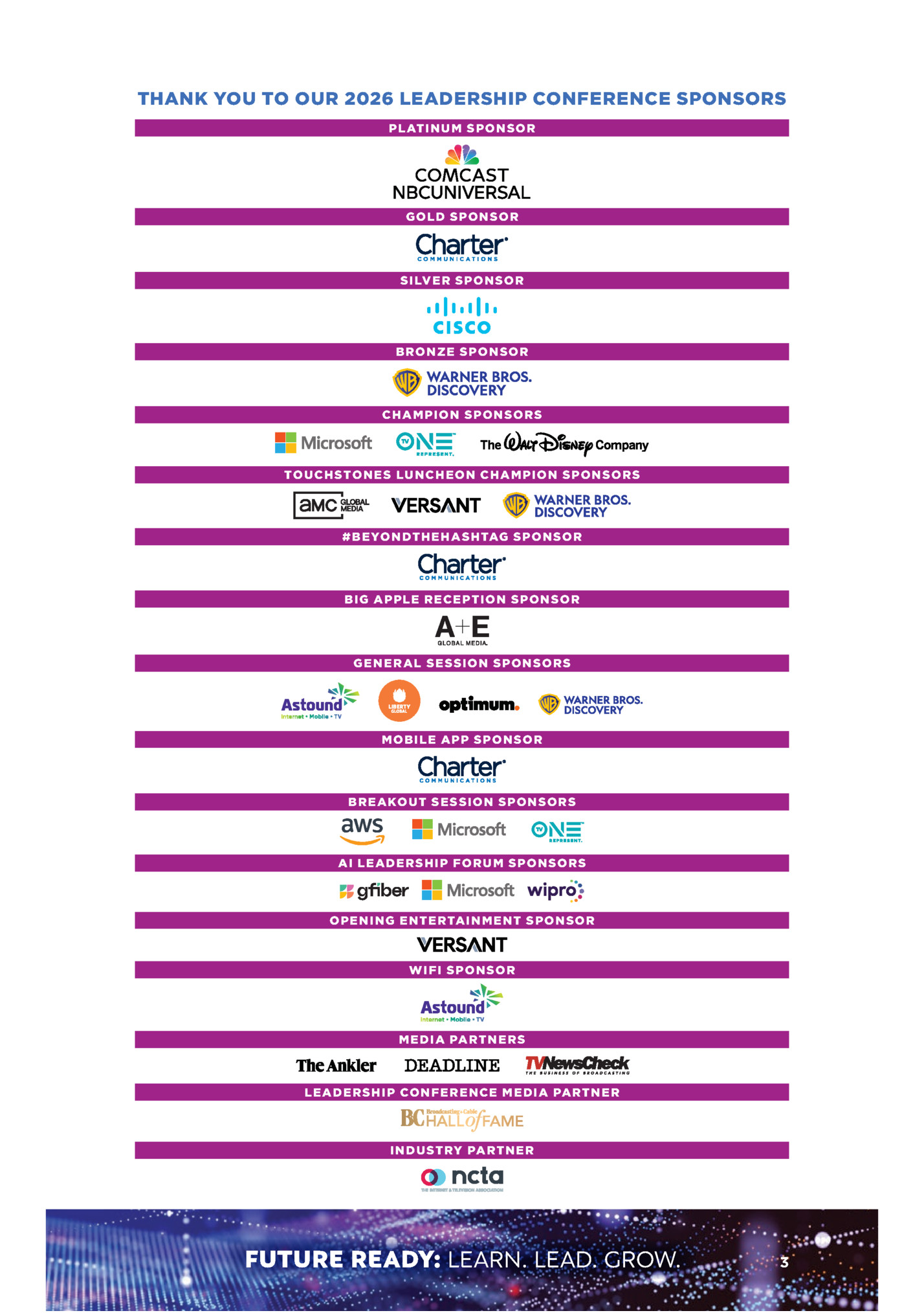 THANK YOU TO OUR 2026 LEADERSHIP CONFERENCE SPONSORS THANK YOU TO OUR 2026 LEADERSHIP CONFERENCE SPONSORS
