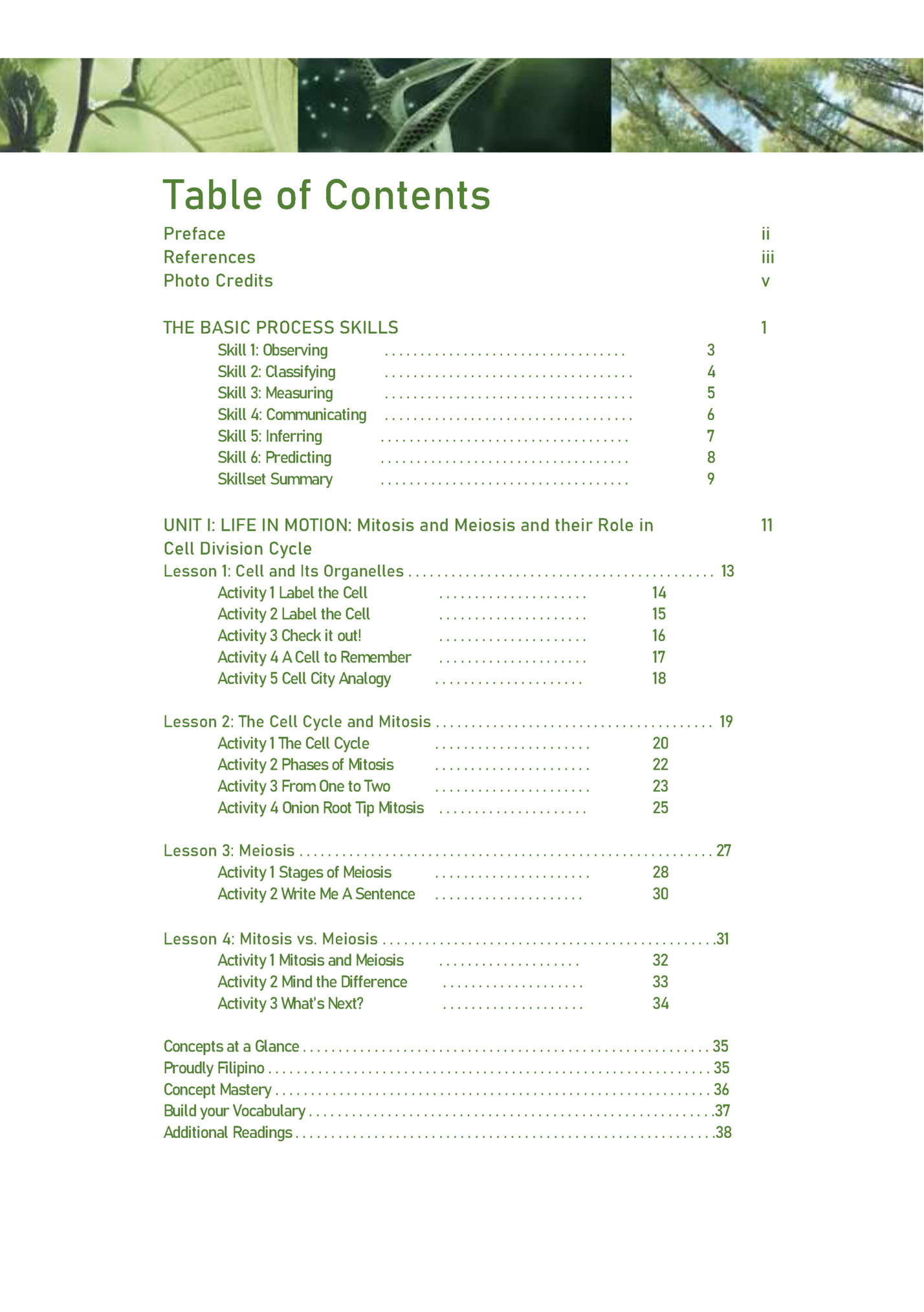 Table of Contents