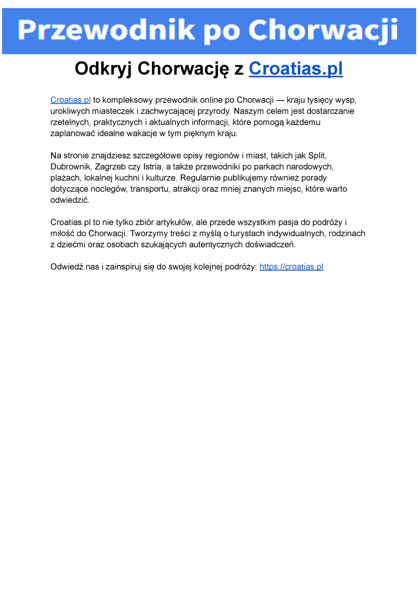 Odkryj Chorwację z Croatias.pl