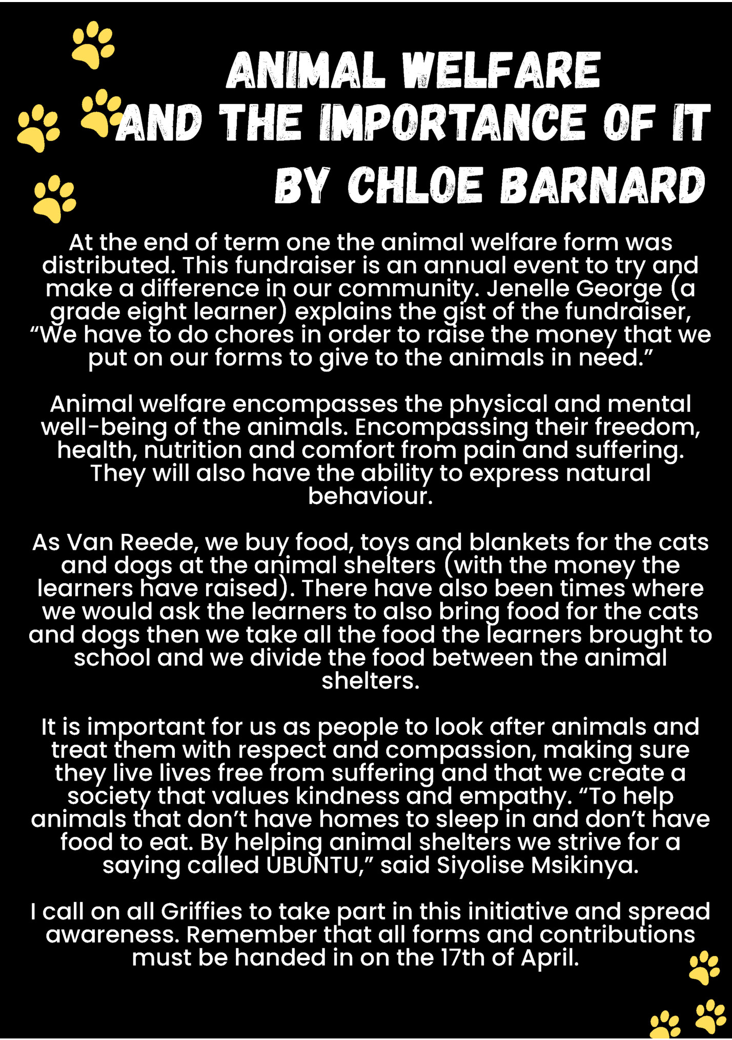 ANIMAL WELFARE ANIMAL WELFARE