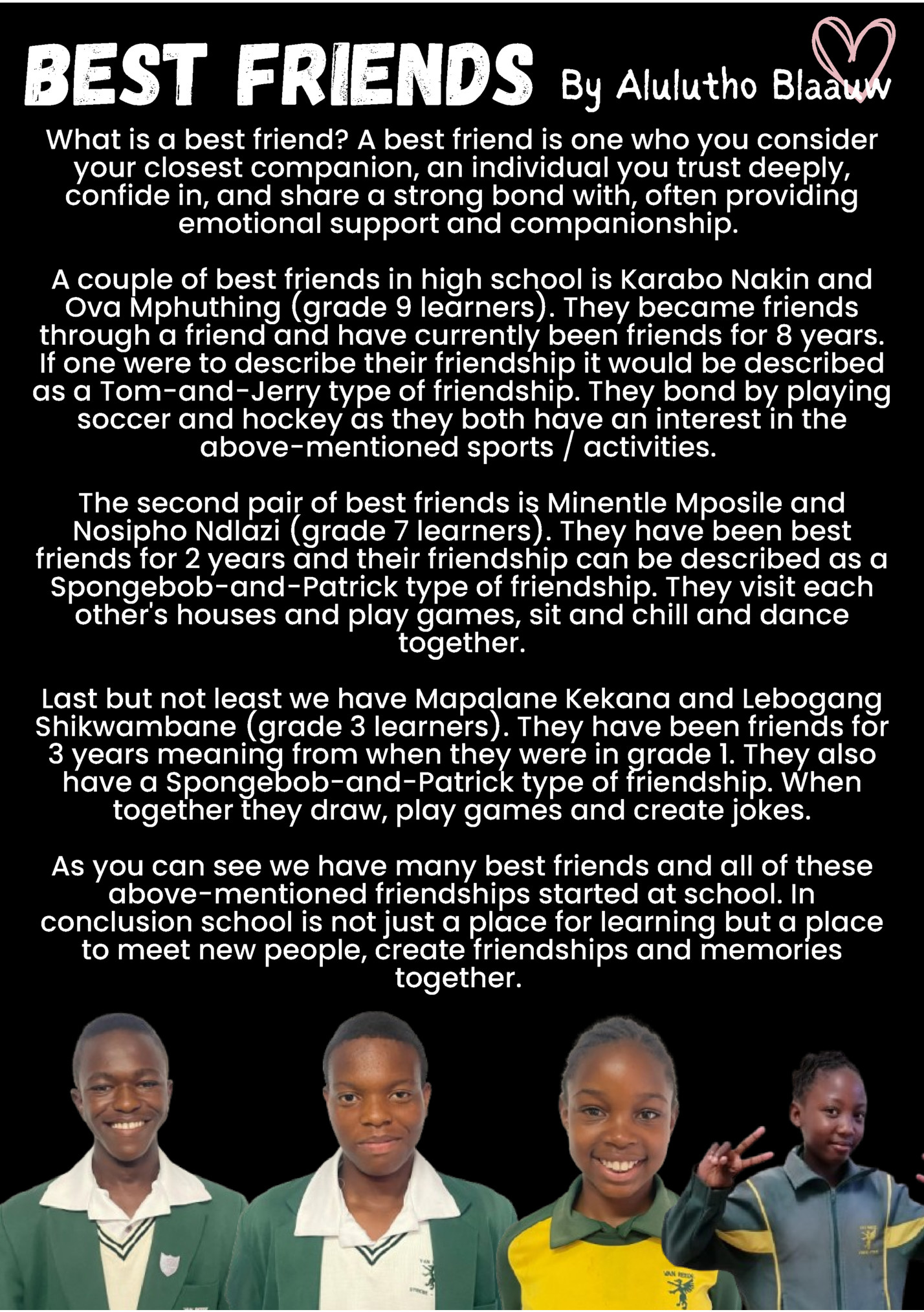 BEST FRIENDS By Alulutho Blaauw BEST FRIENDS By Alulutho Blaauw