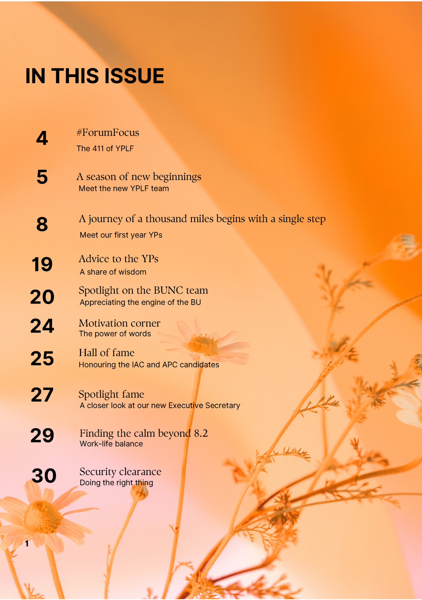 IN THIS ISSUE IN THIS ISSUE