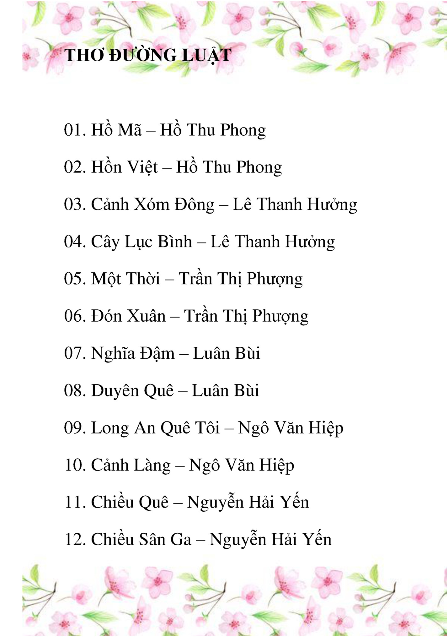 THƠ ĐƯỜNG LUẬT