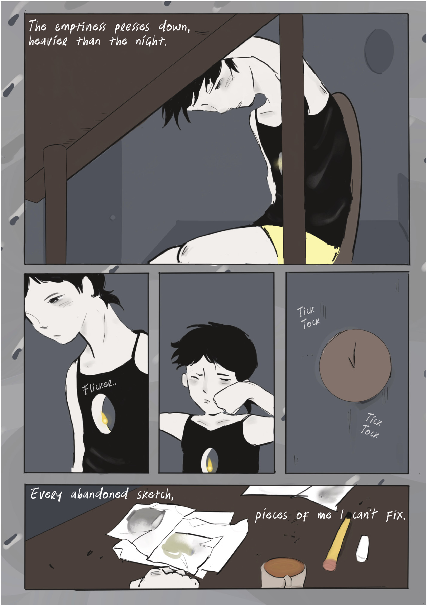 The emptiness presses down,